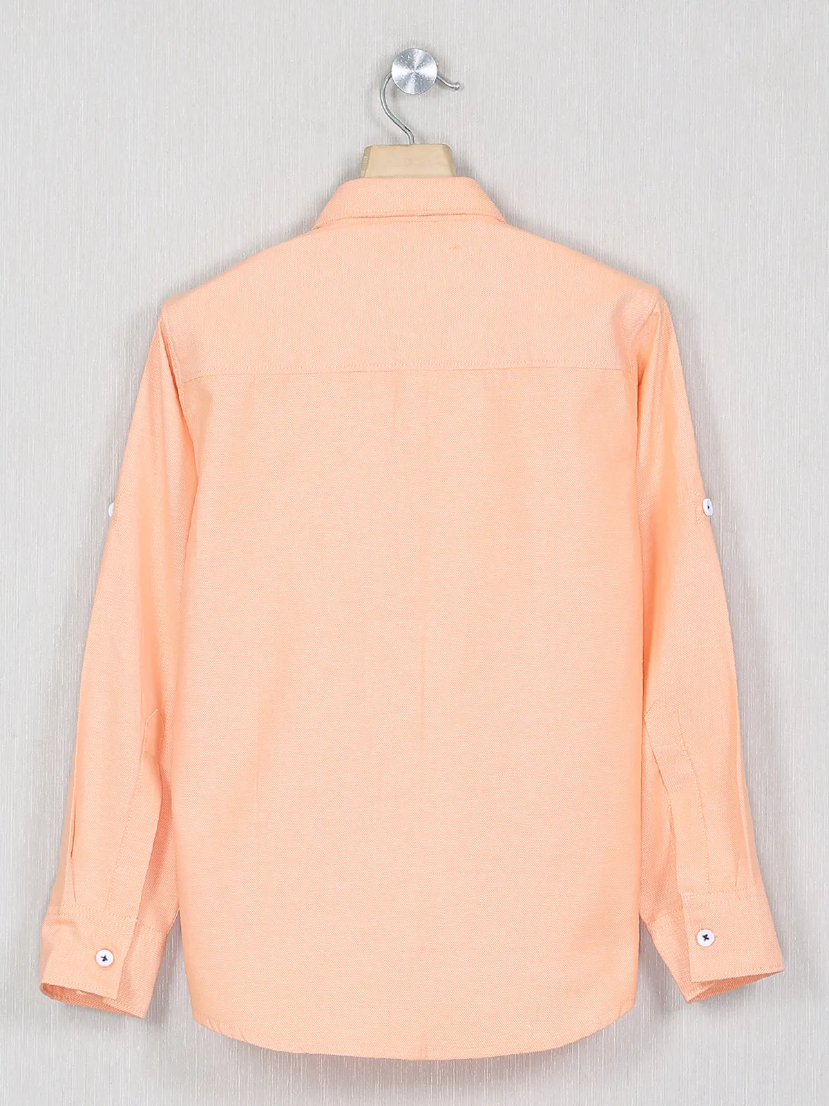 DNJS peach hued casual wear shirt in cotton