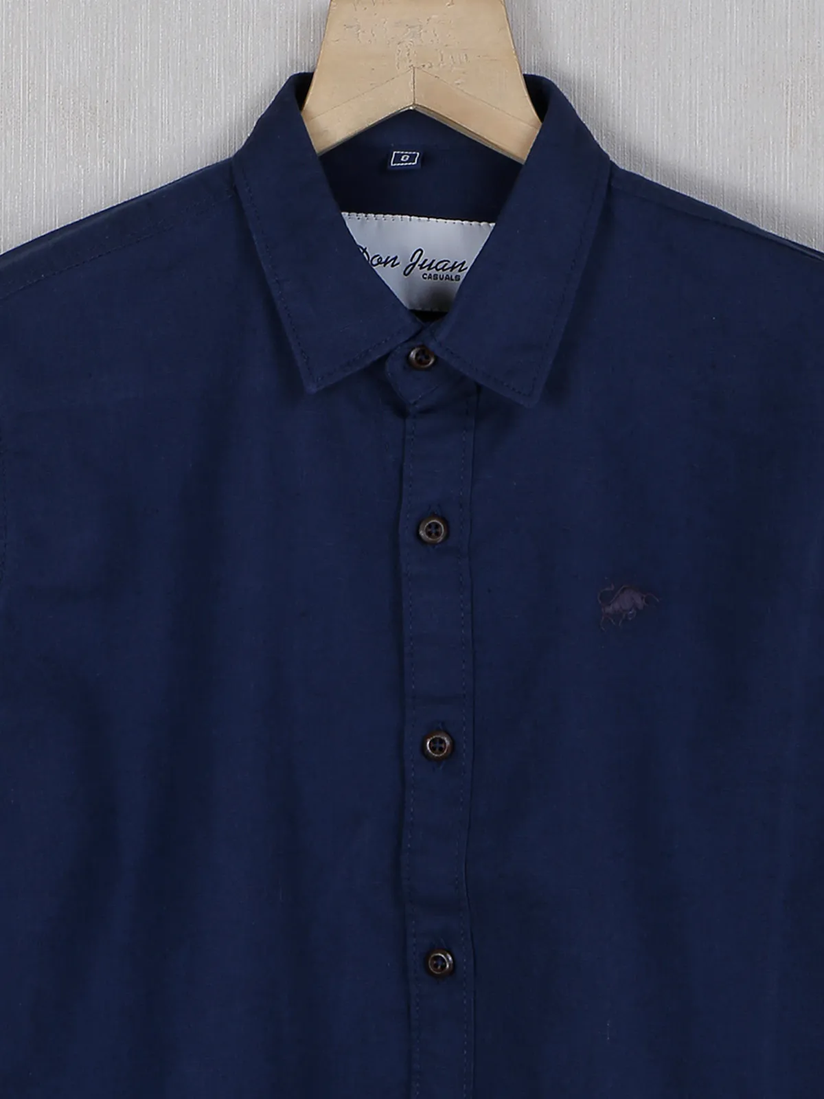 DNJS plain style navy cotton shirt for boys