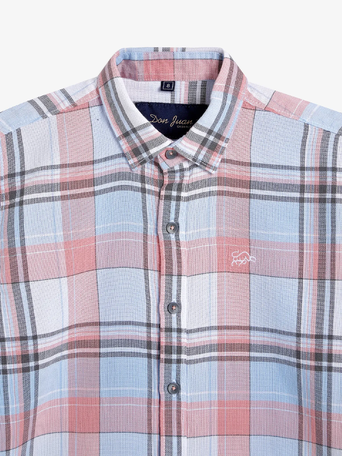 DNJS sky blue and peach checks shirt