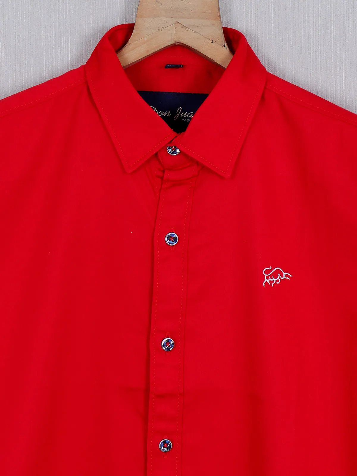 DNJS solid red casual wear shirt