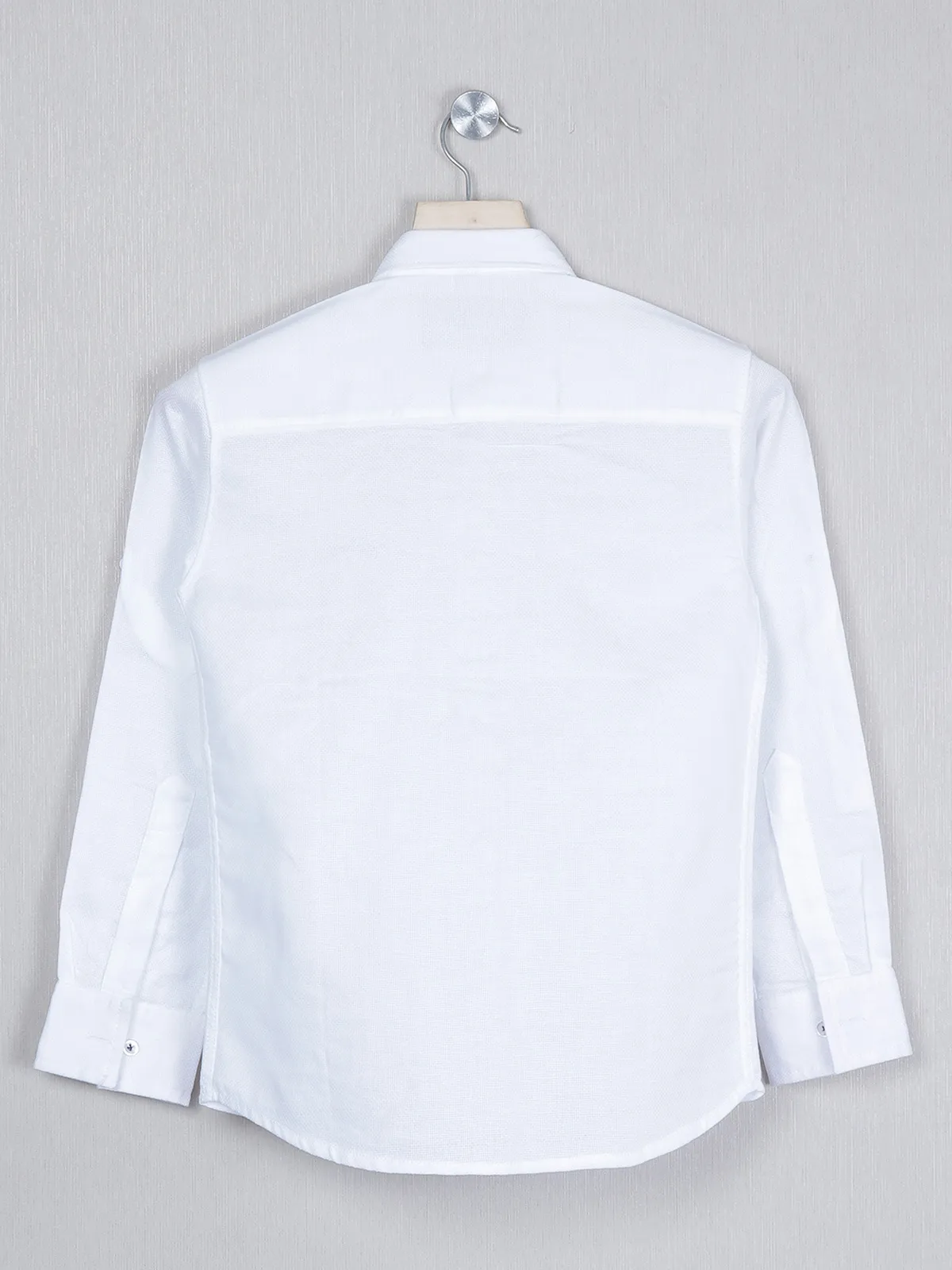 DNJS white solid casual wear shirt in cotton