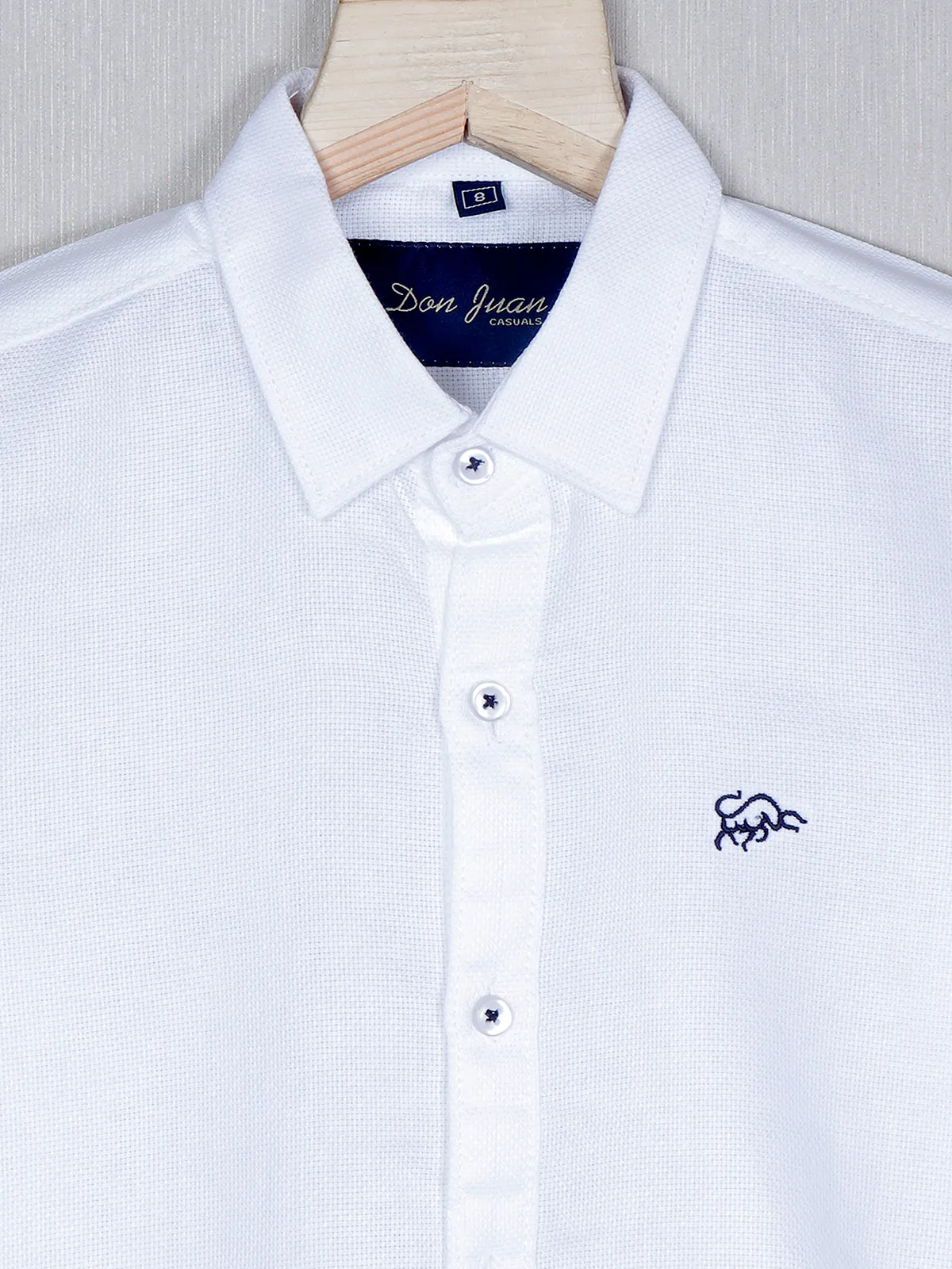 DNJS white solid casual wear shirt in cotton