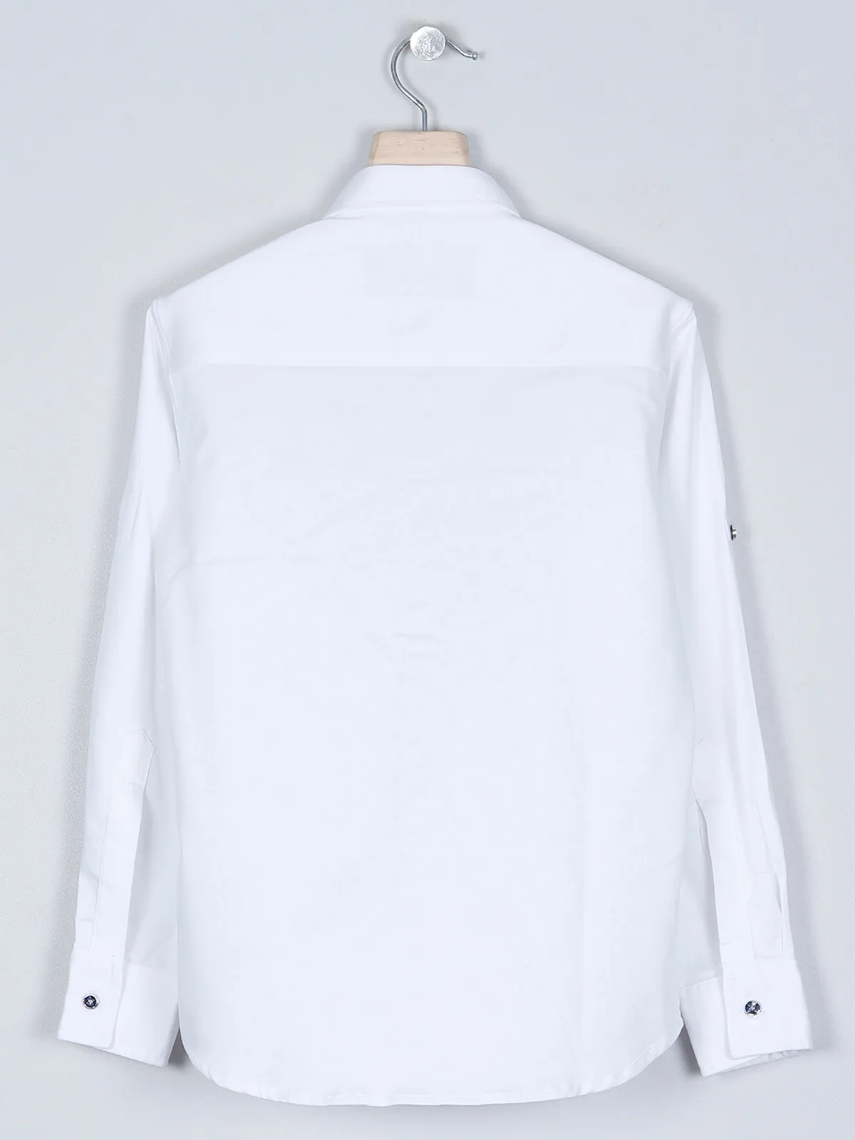 DNJS white solid style shirt for boys in cotton