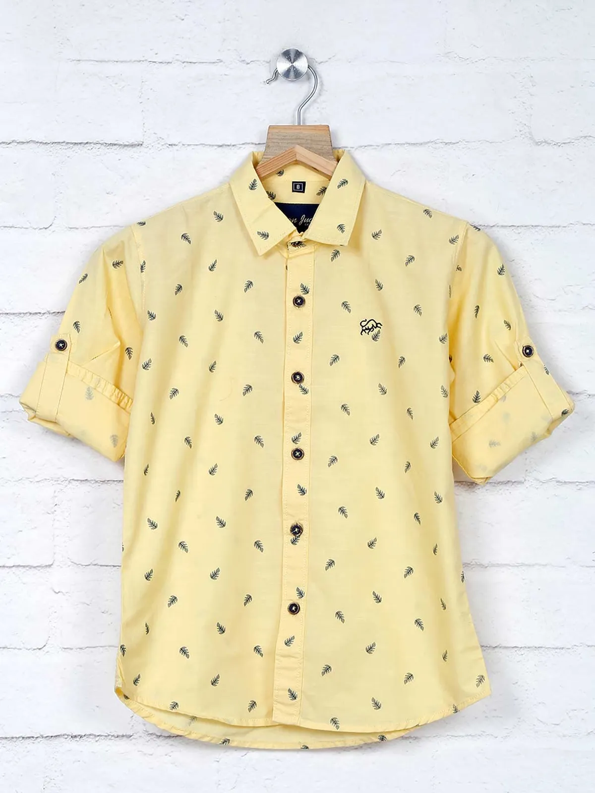 DNJS yellow printed cotton shirt