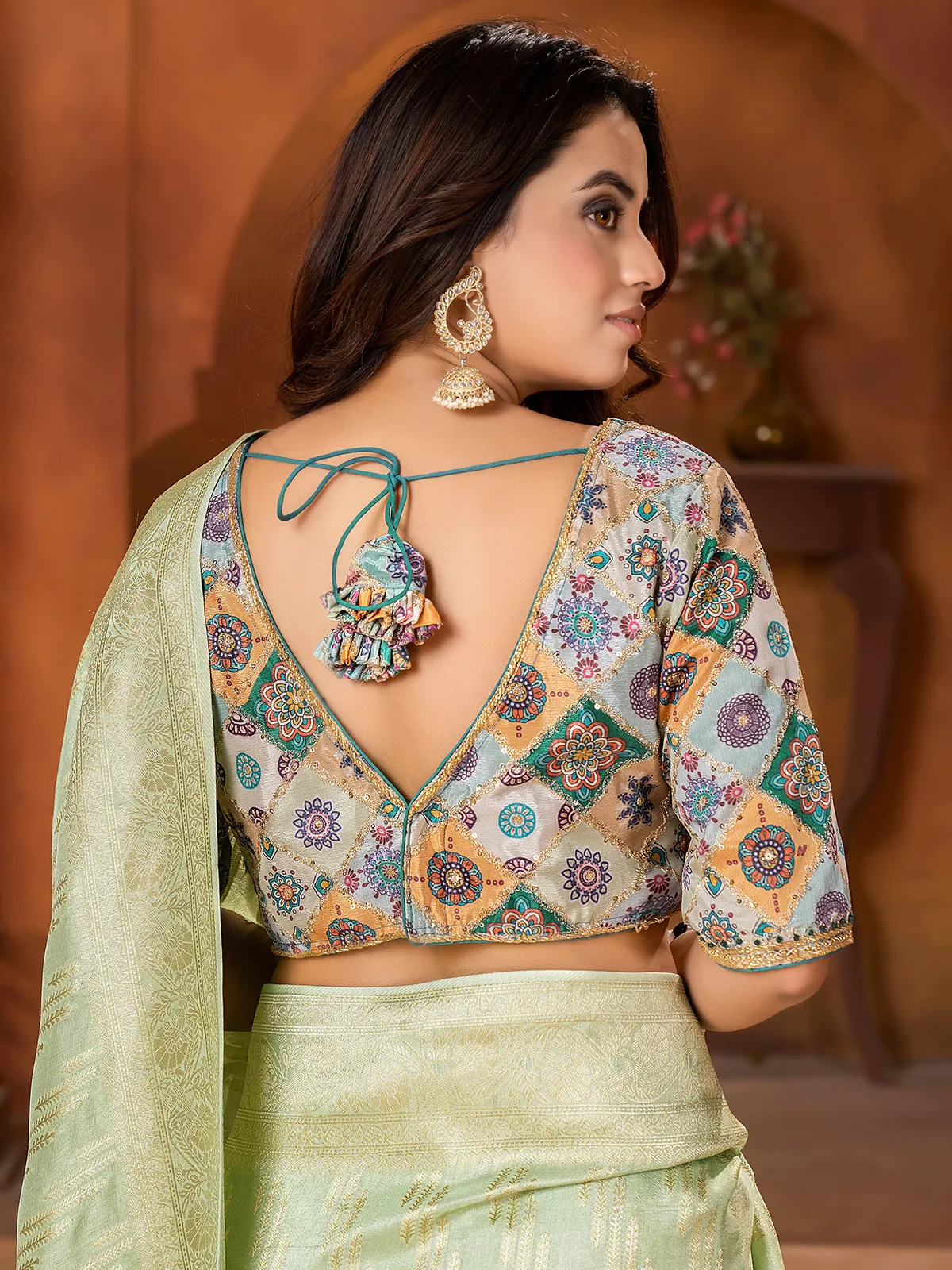 Doal silk pista green saree