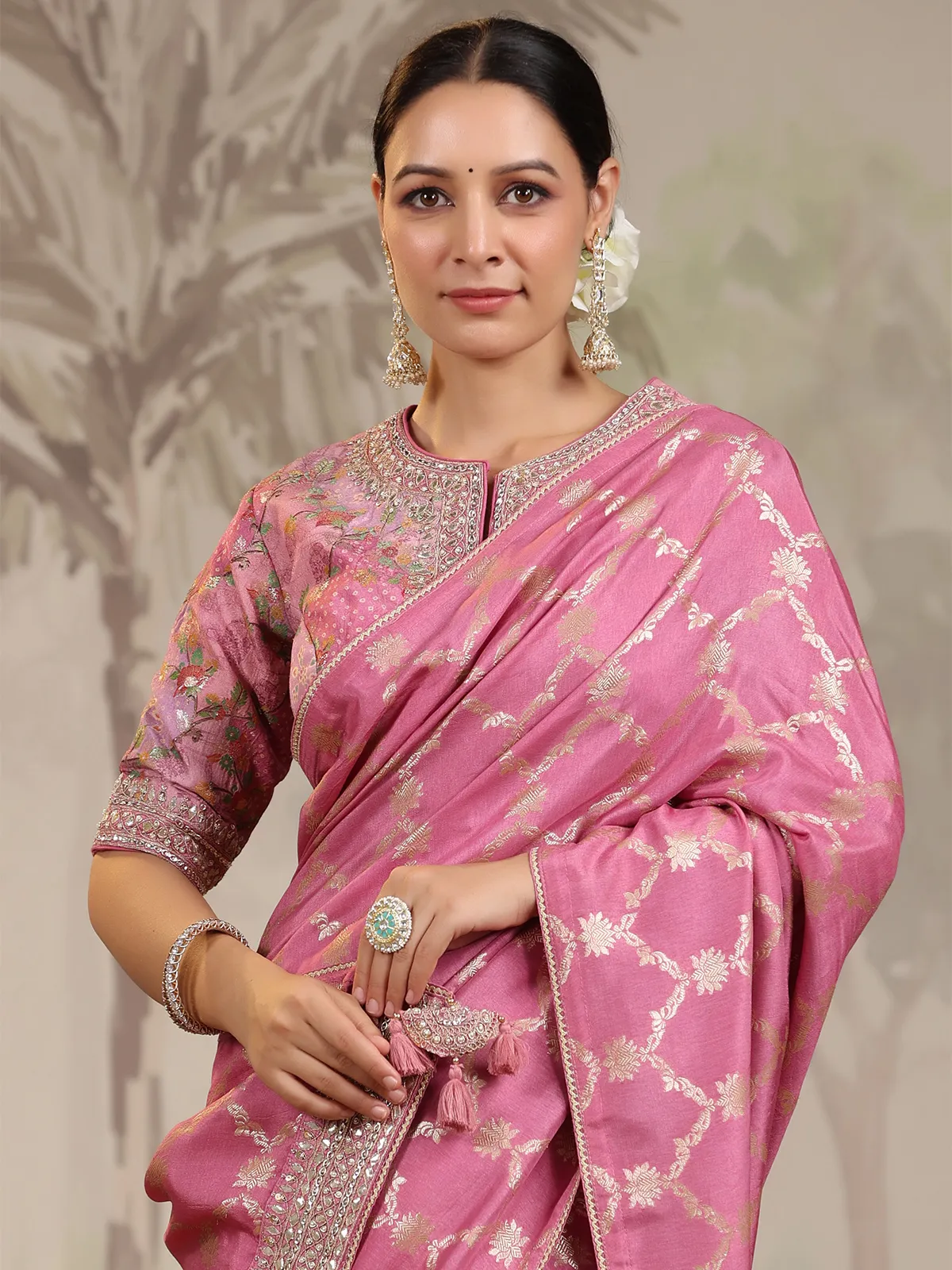 Dola silk mauve pink saree