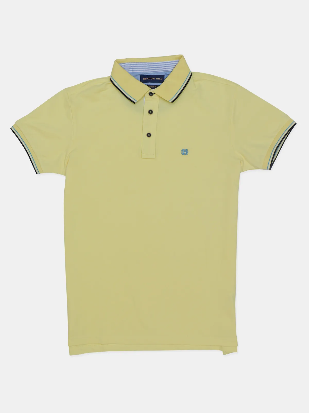 Dragon Hill cotton slim fit solid t shirt in lime yellow