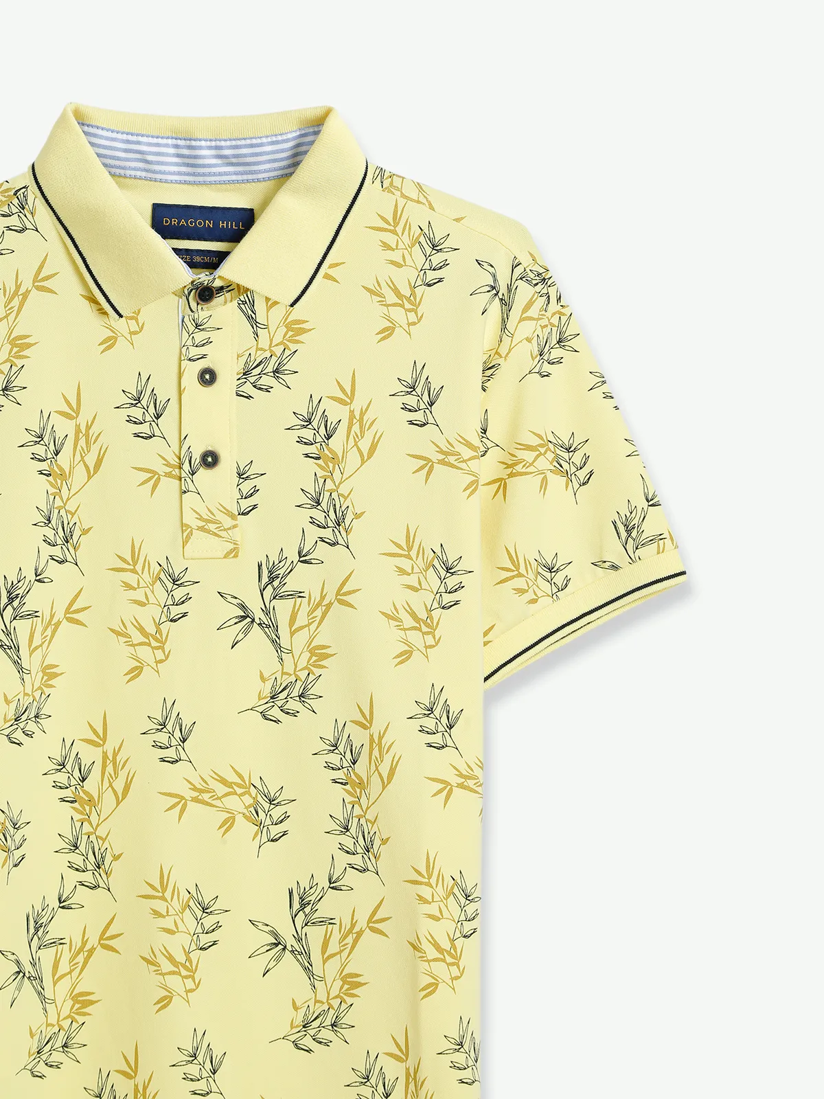 Dragon Hill light yellow printed polo t shirt