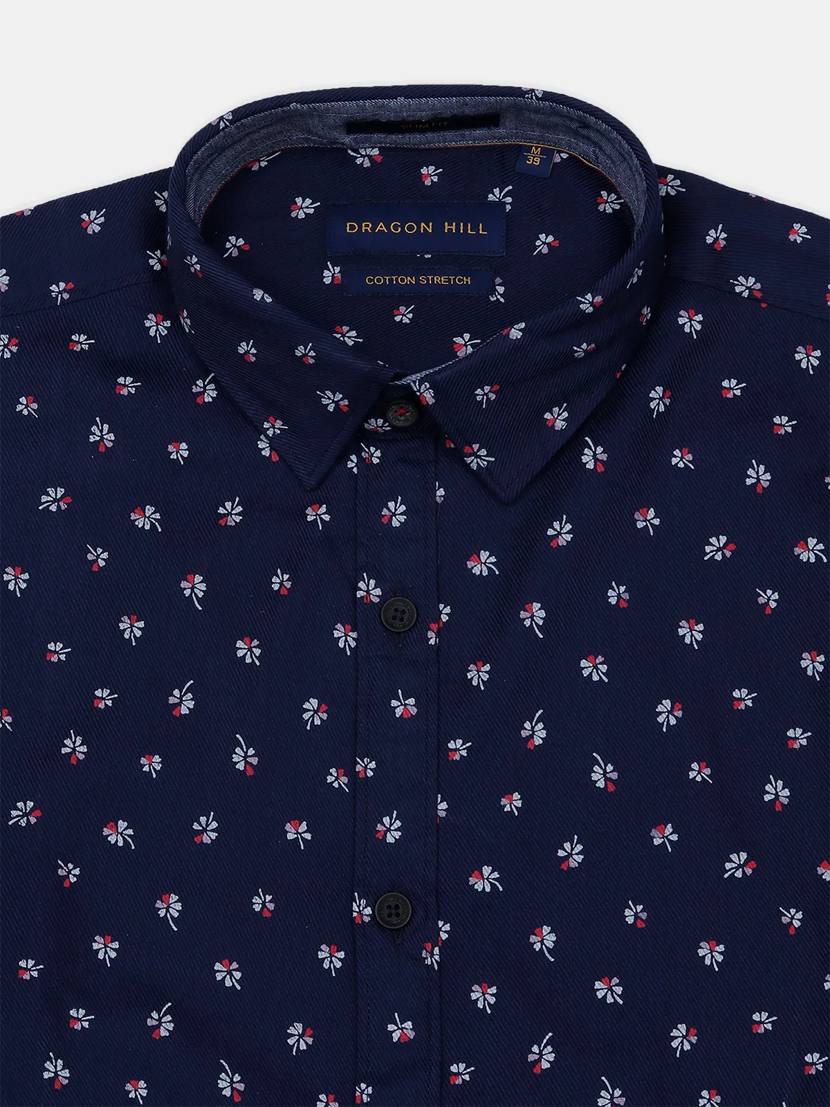 Dragon Hill printed navy blue casual shirt in cotton