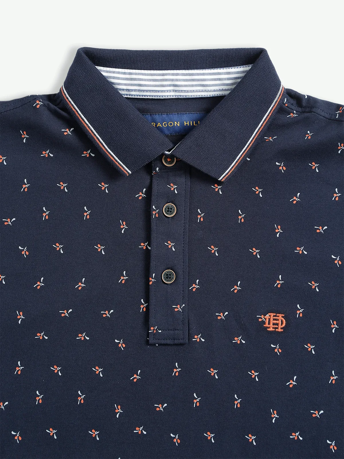 Dragon Hill printed navy slim fit t shirt