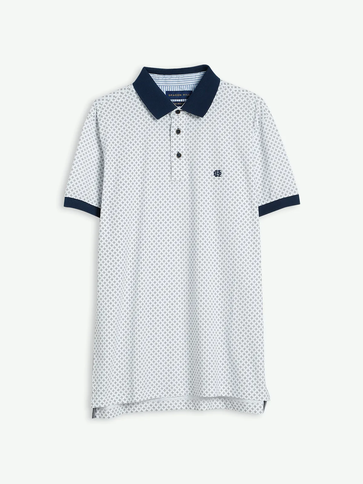 Dragon Hill printed white polo t shirt