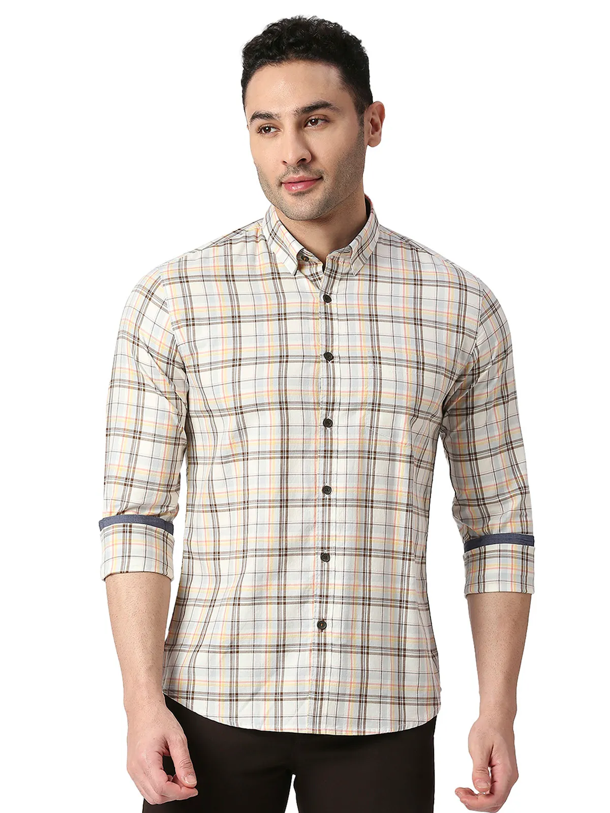 Dragon Hill sky blue cotton checks shirt