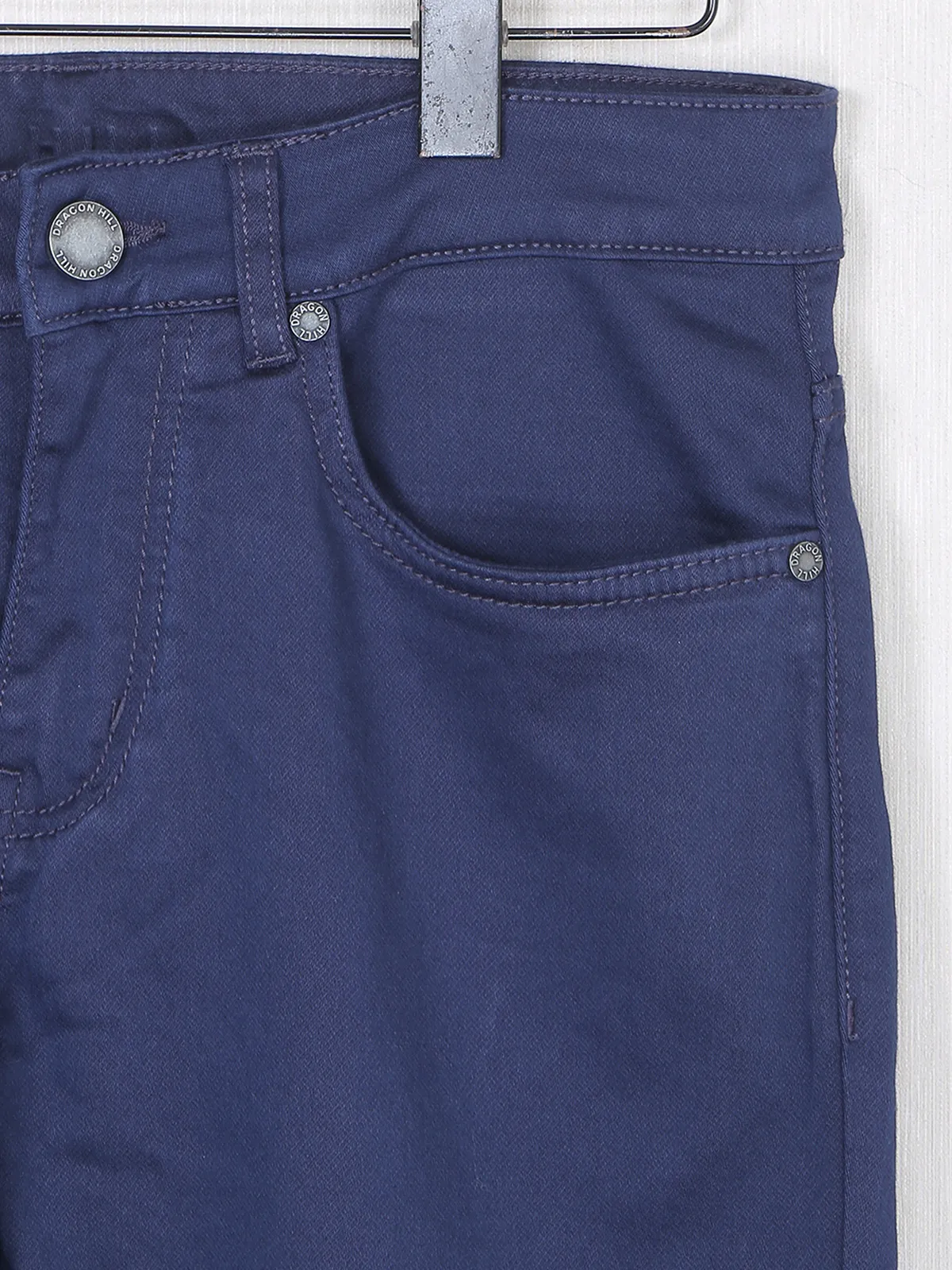 Dragon Hill solid cotton jeans in light navy