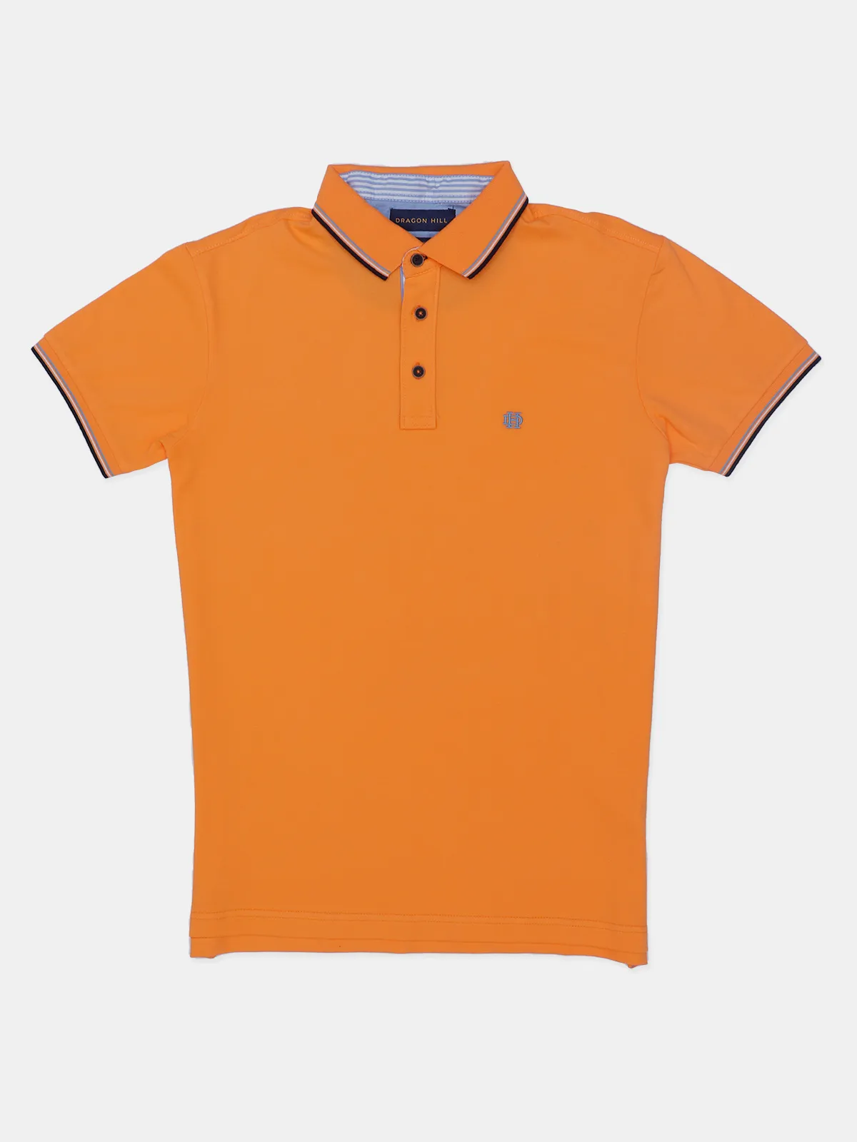 Dragon Hill solid orange slim fit cotton t shirt