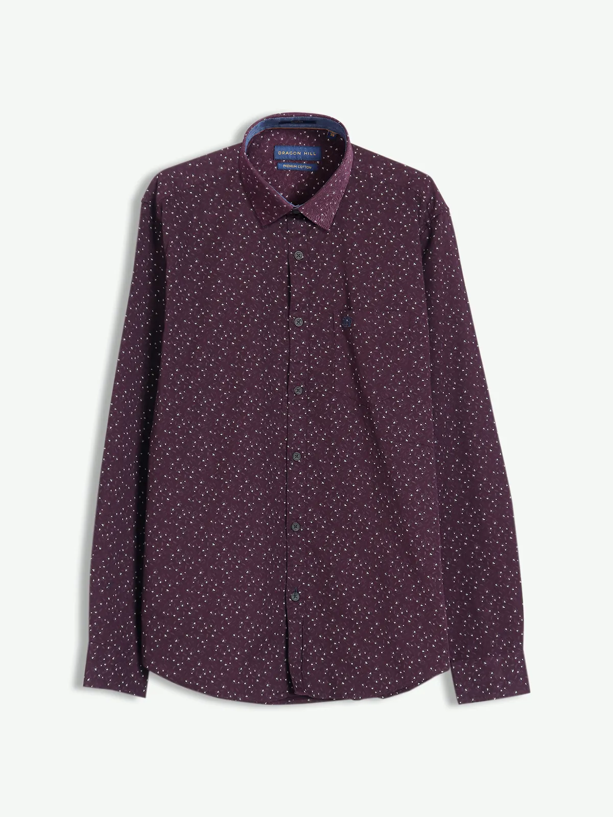 Dragon Hill wine printed cotton shirt