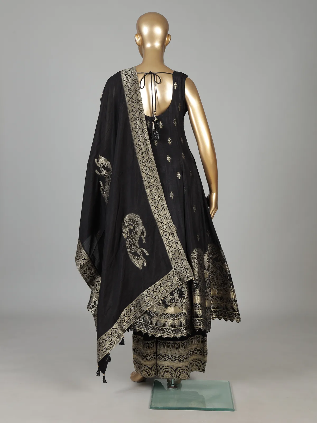 Elegant black embroidered anarkali ensemble
