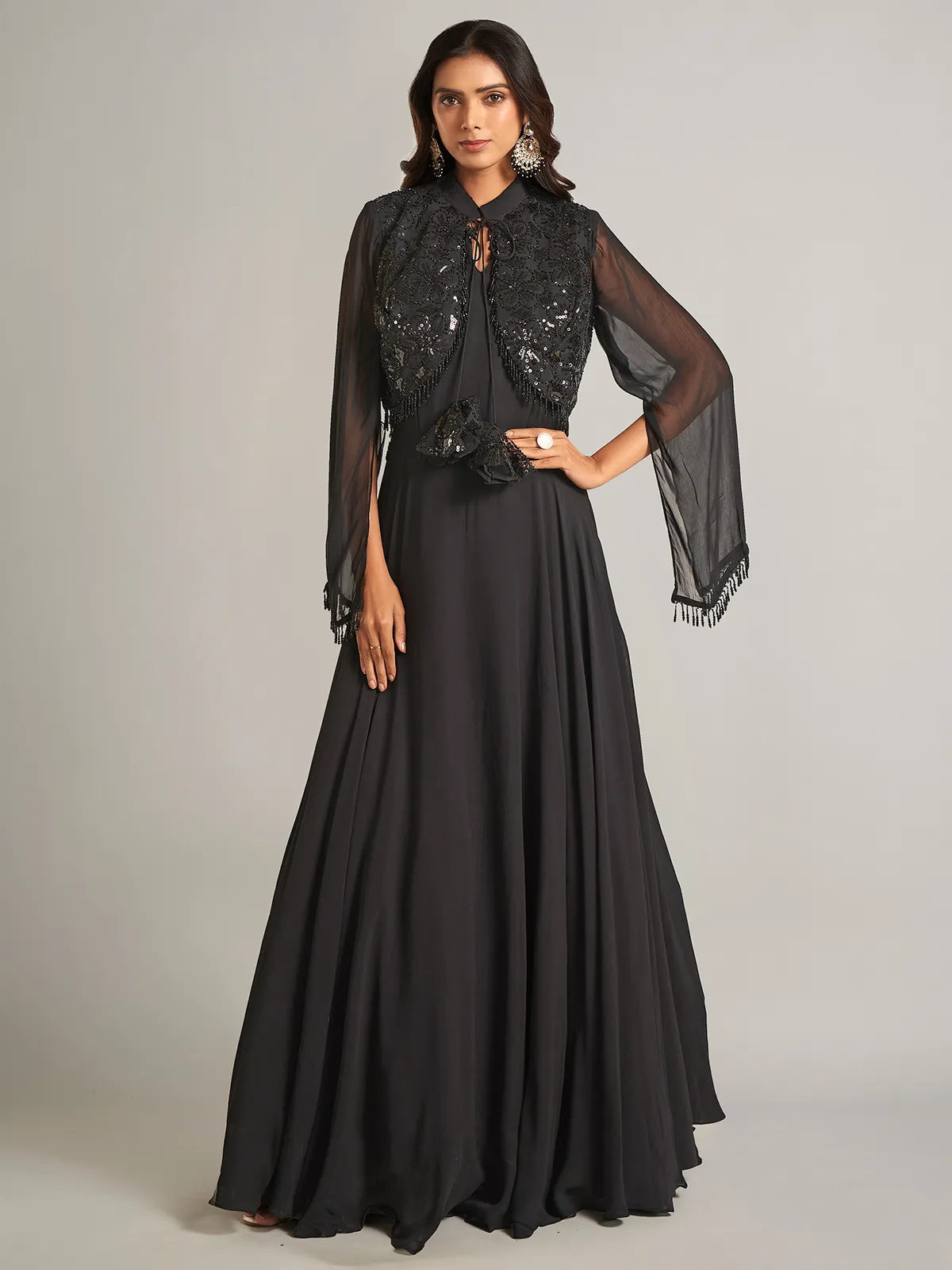 Elegant black georgette salwar suit for festive