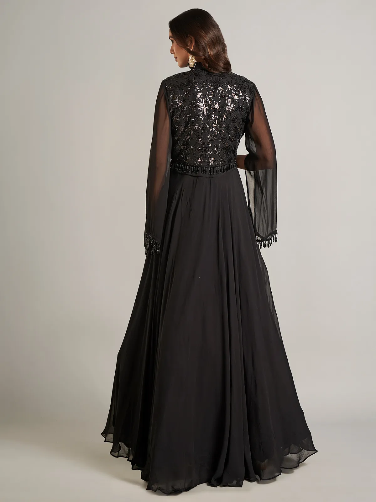 Elegant black georgette salwar suit for festive