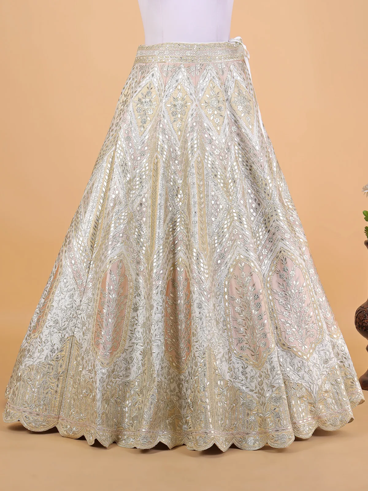 Elegant cream raw silk lehenga choli