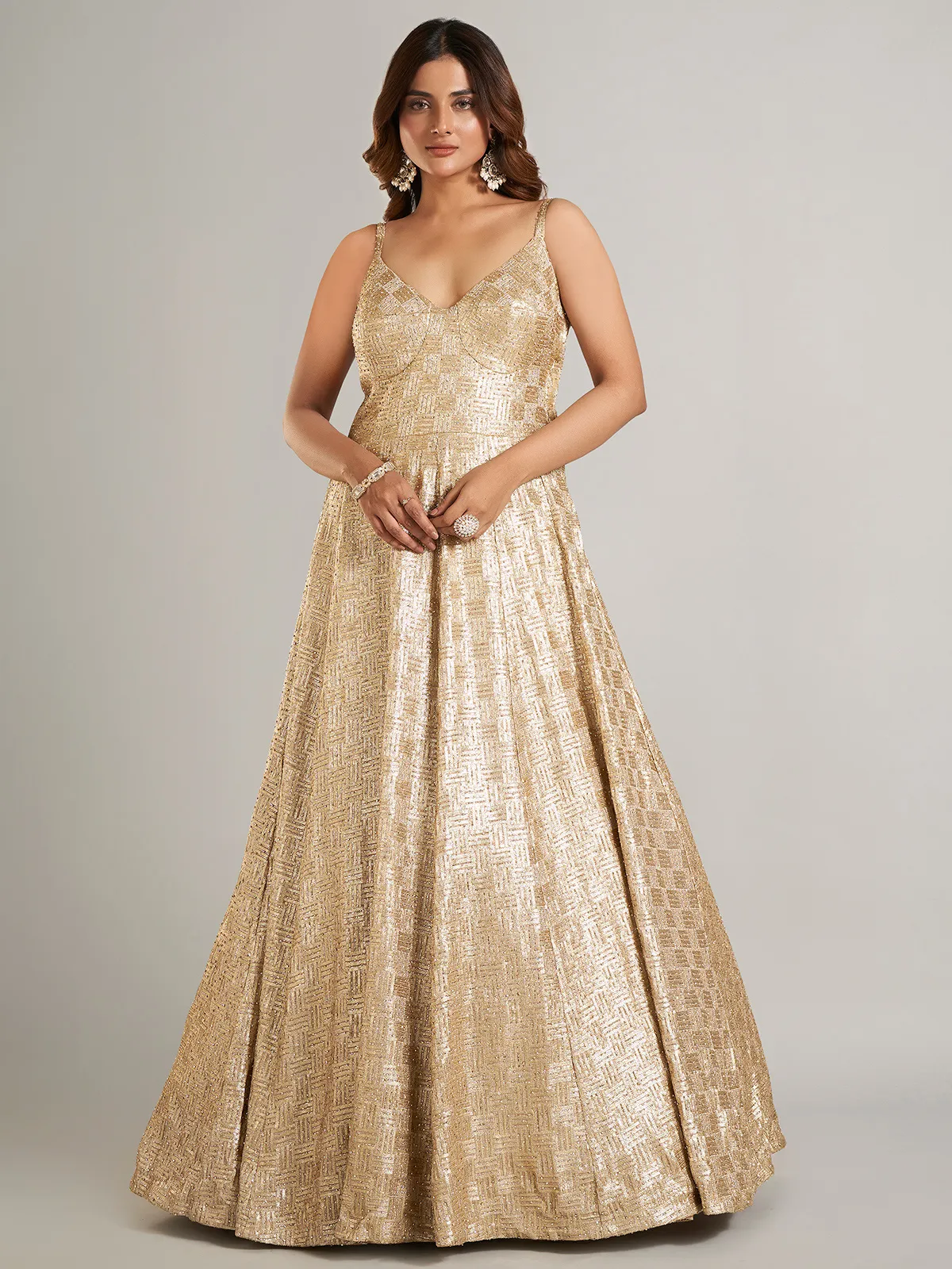 Elegant gold party wear gown-G3-WGO2565 | United States