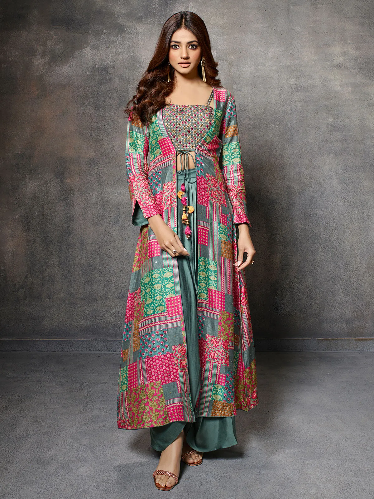 Elegant grey printed designer suit