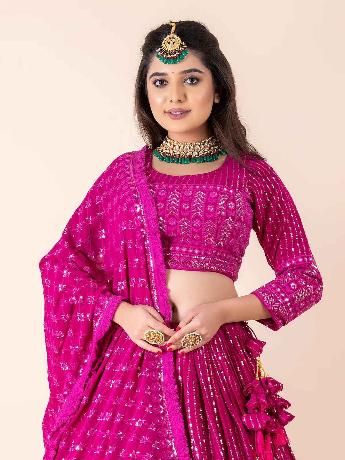 Elegant magenta lehenga choli in georgette