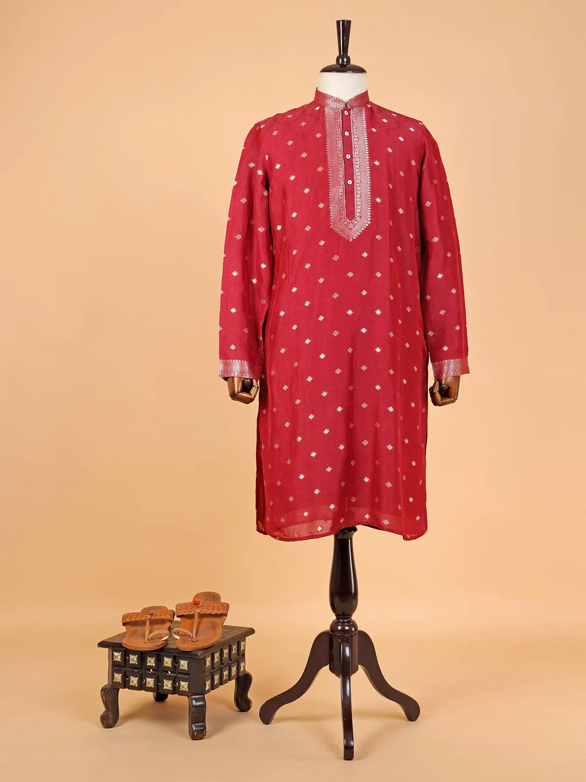 Elegant maroon linen  Men Kurta pajama