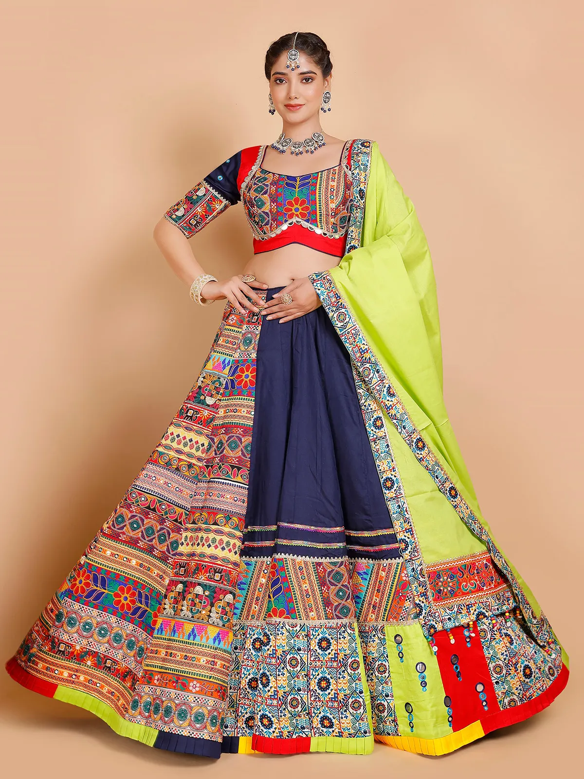 Elegant multi color cotton chaniya choli