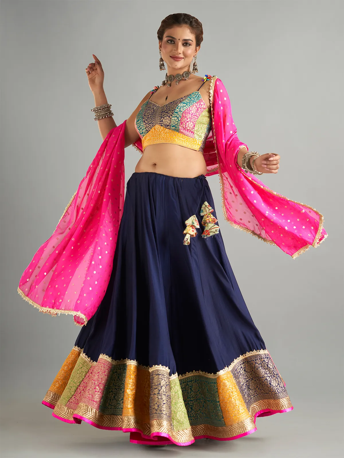 Elegant navy cotton chaniya choli