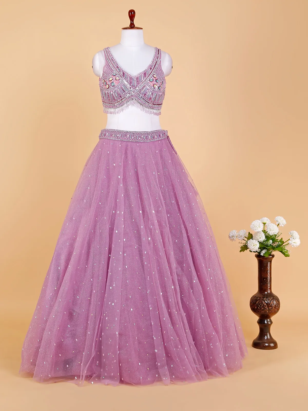 Elegant net purple lehenga choli