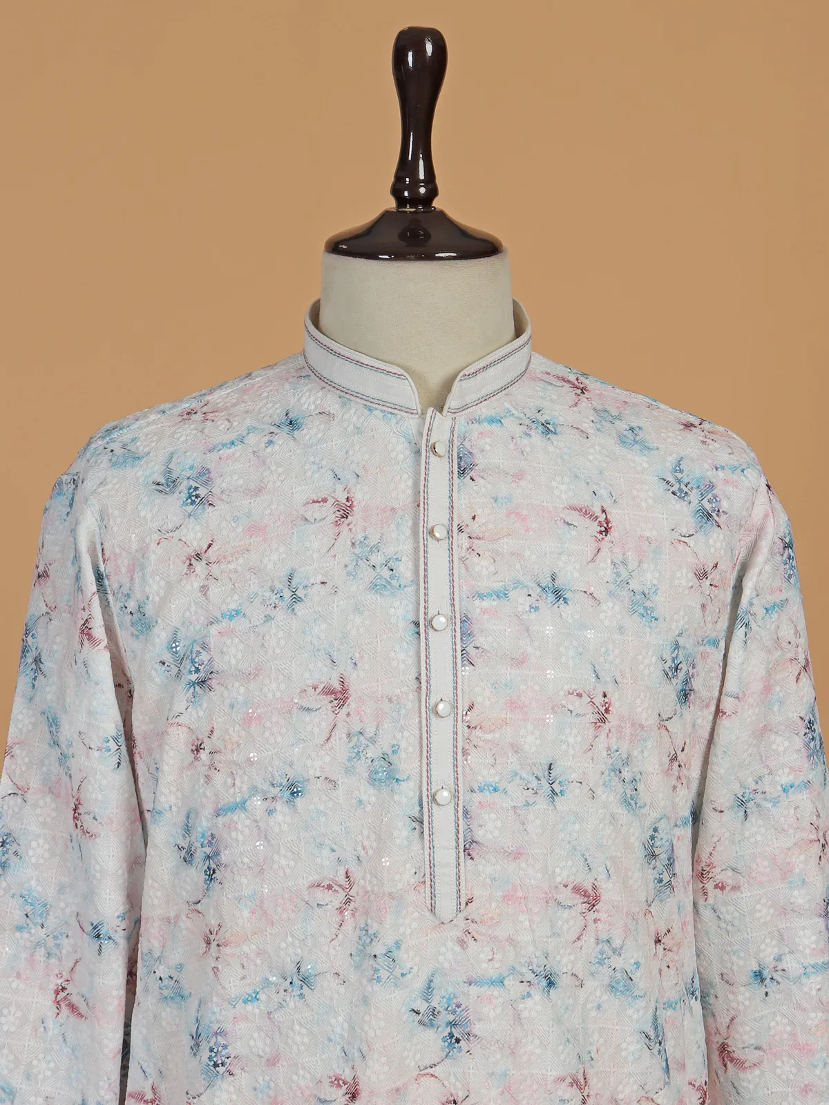 Elegant off-white silk kurta pajama