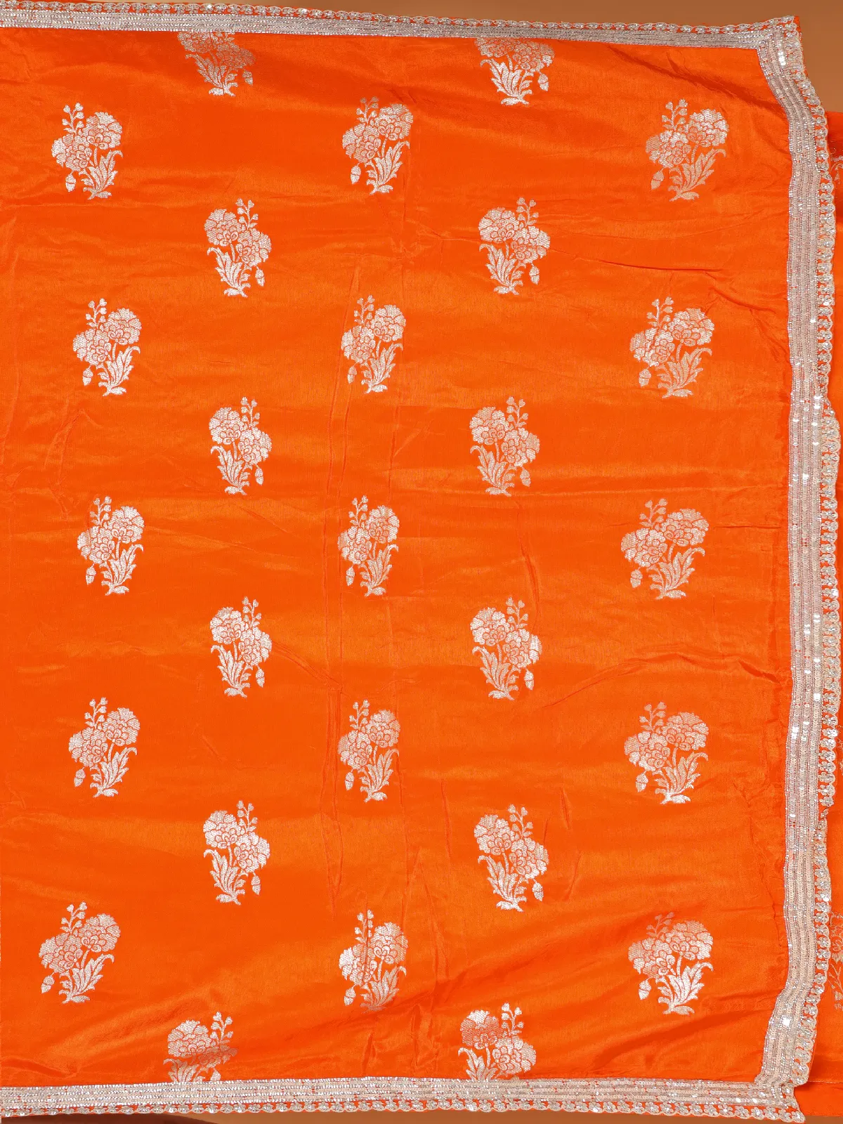 Elegant orange silk saree