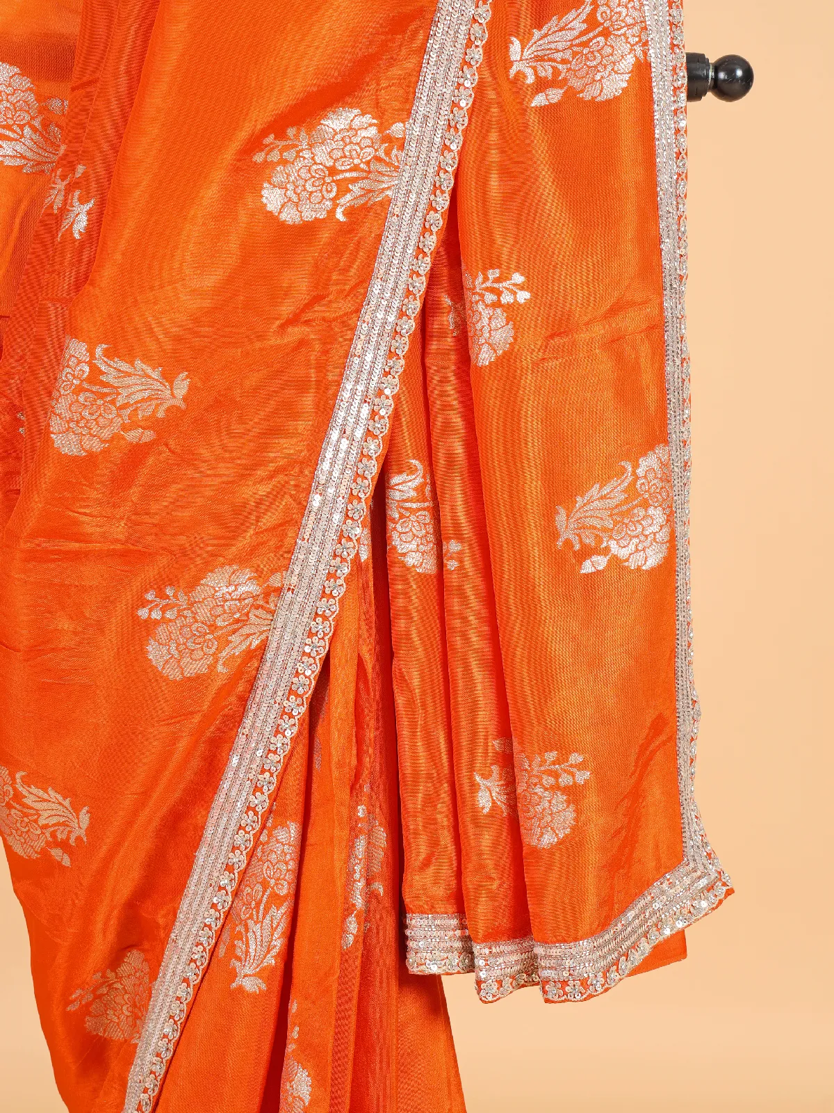 Elegant orange silk saree