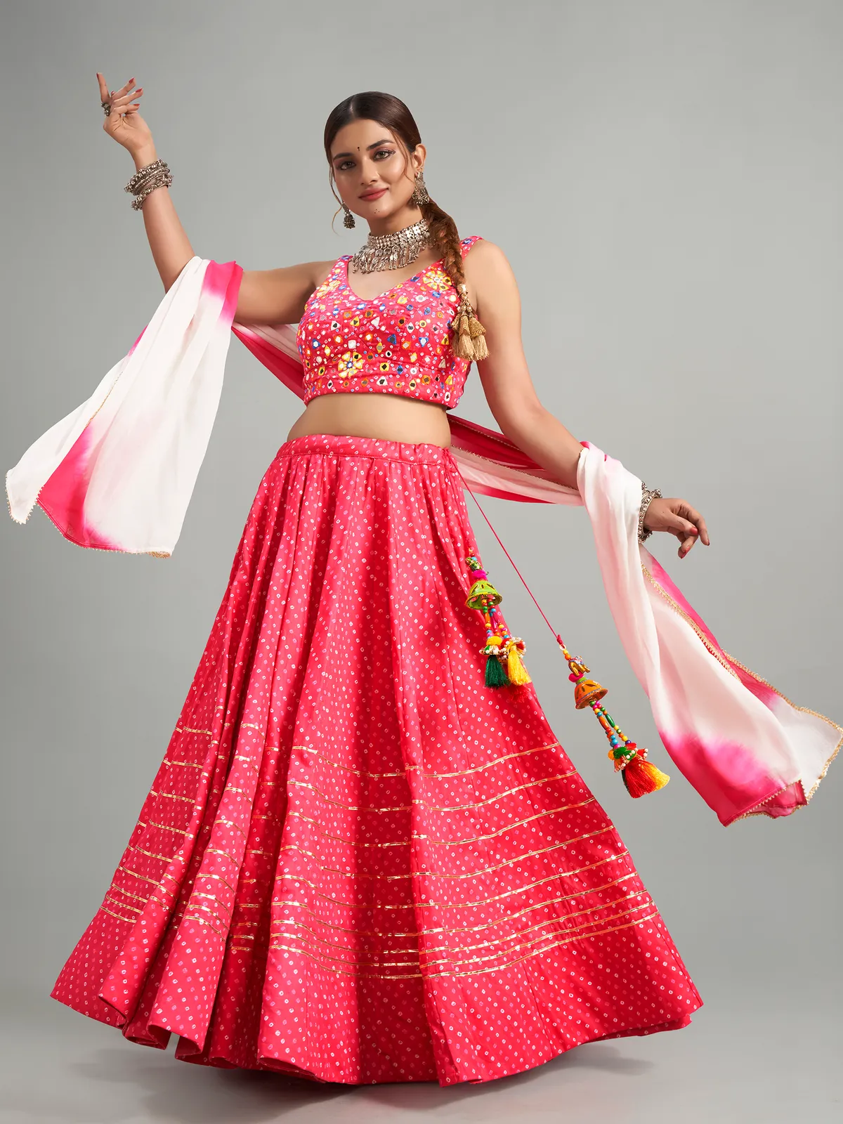 Elegant pink cotton silk chaniya choli