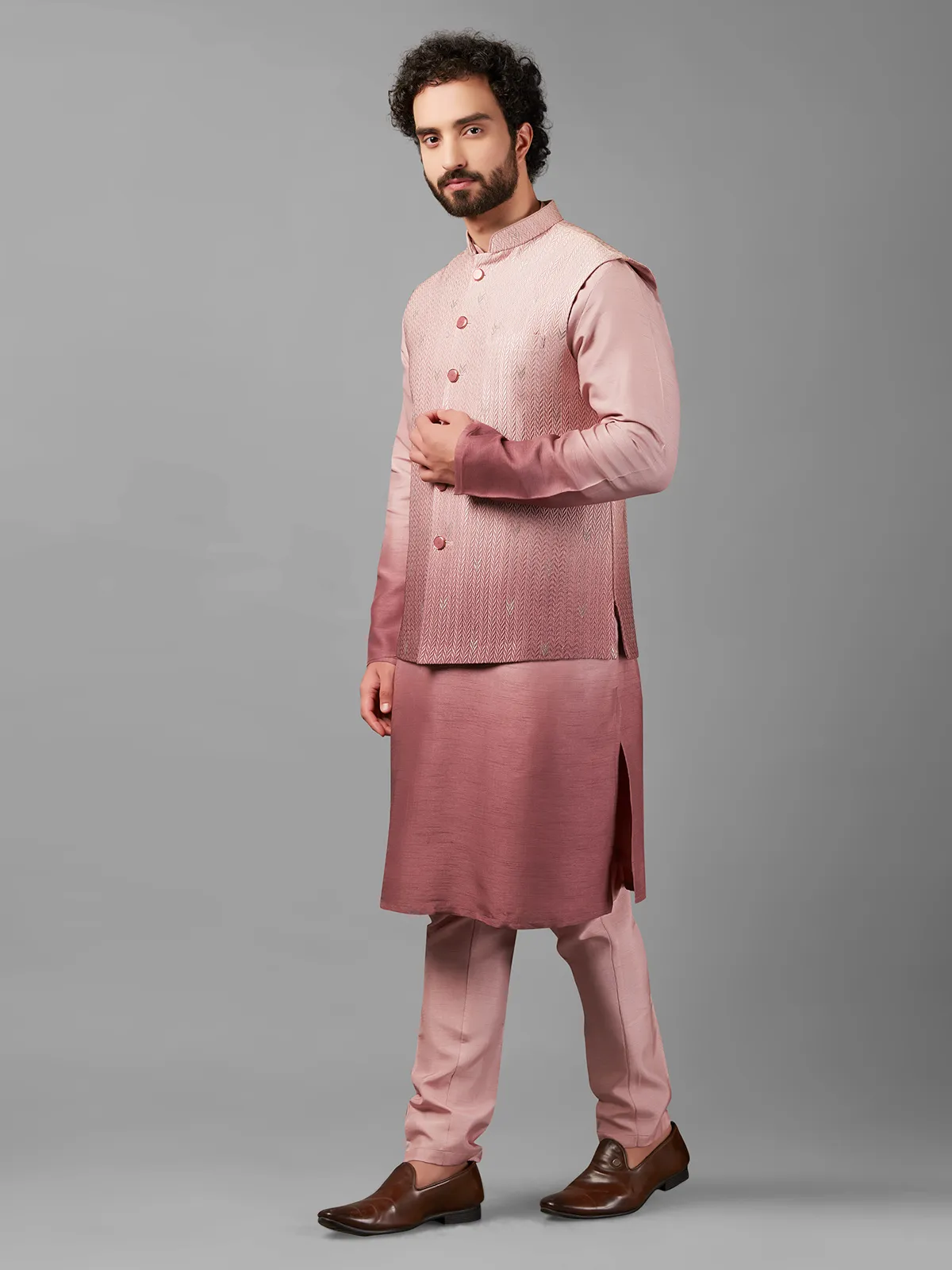 Elegant pink shaded waistcoat set