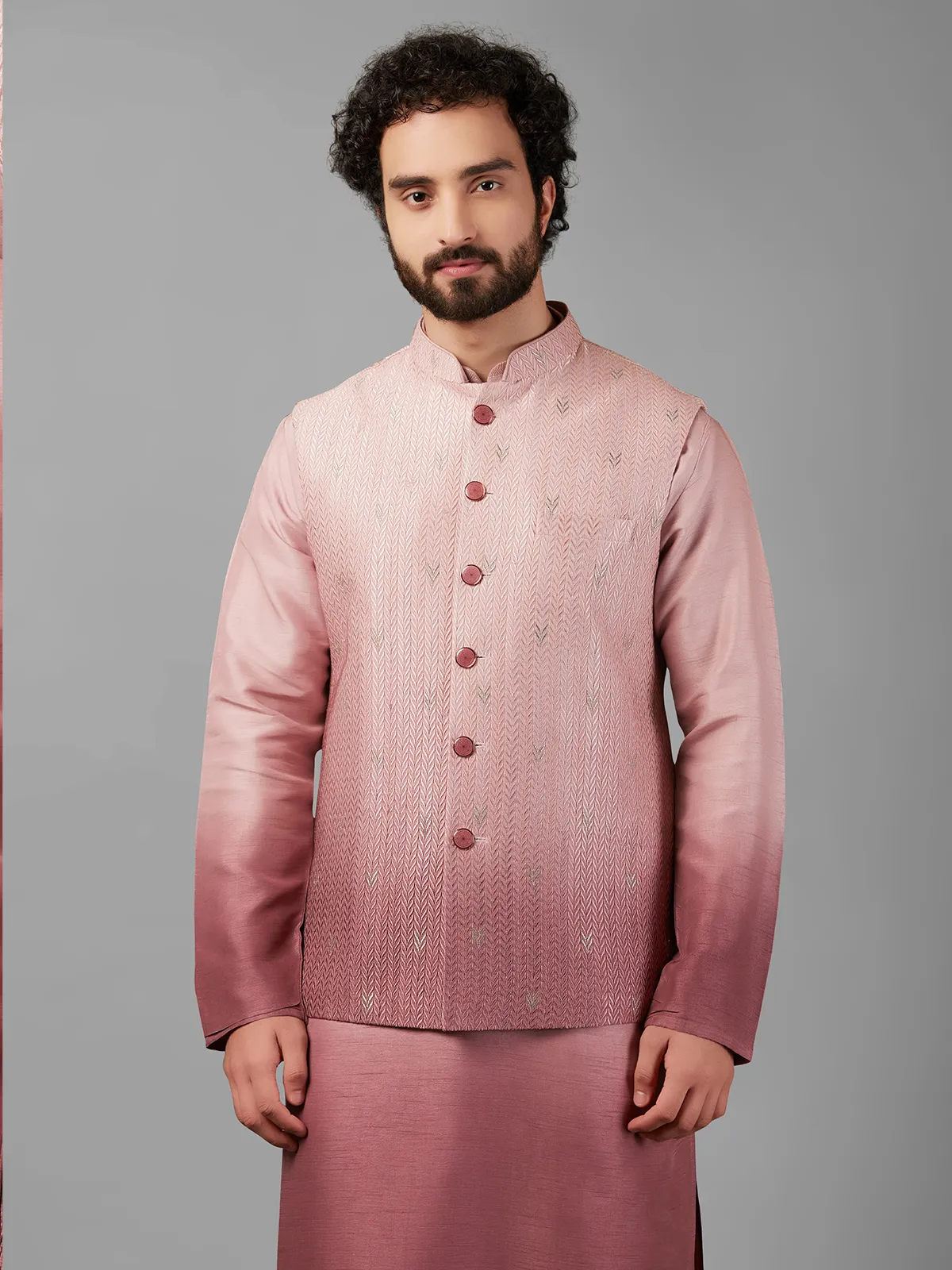 Elegant pink shaded waistcoat set