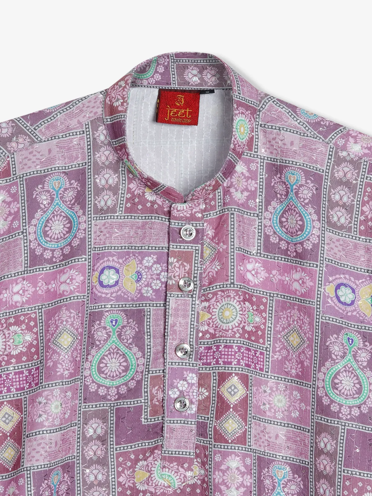 Elegant purple cotton printed kurta suit