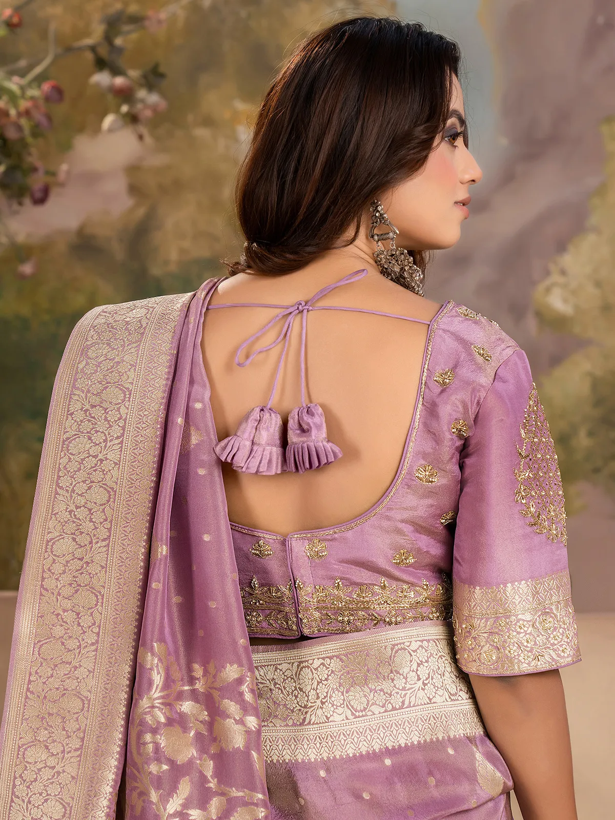 Elegant purple tissue silk saree