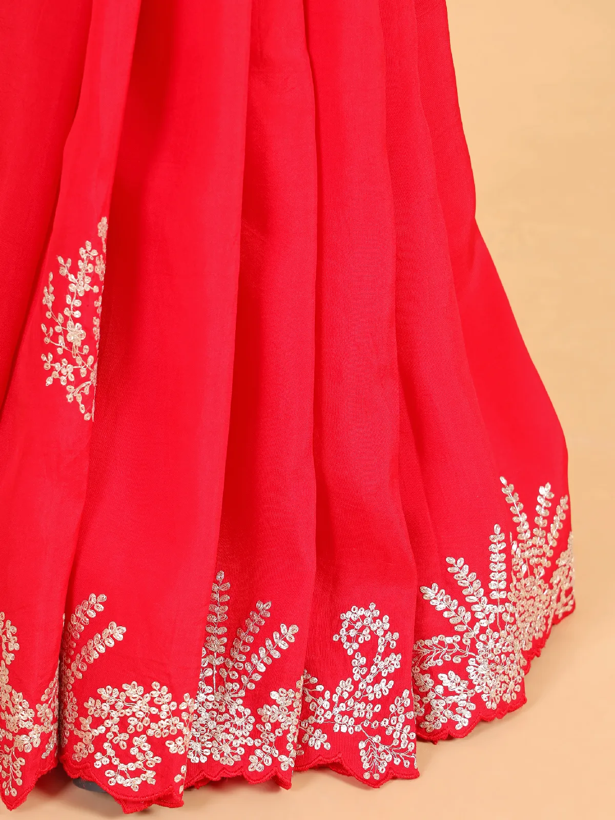 Elegant red silk saree for festive
