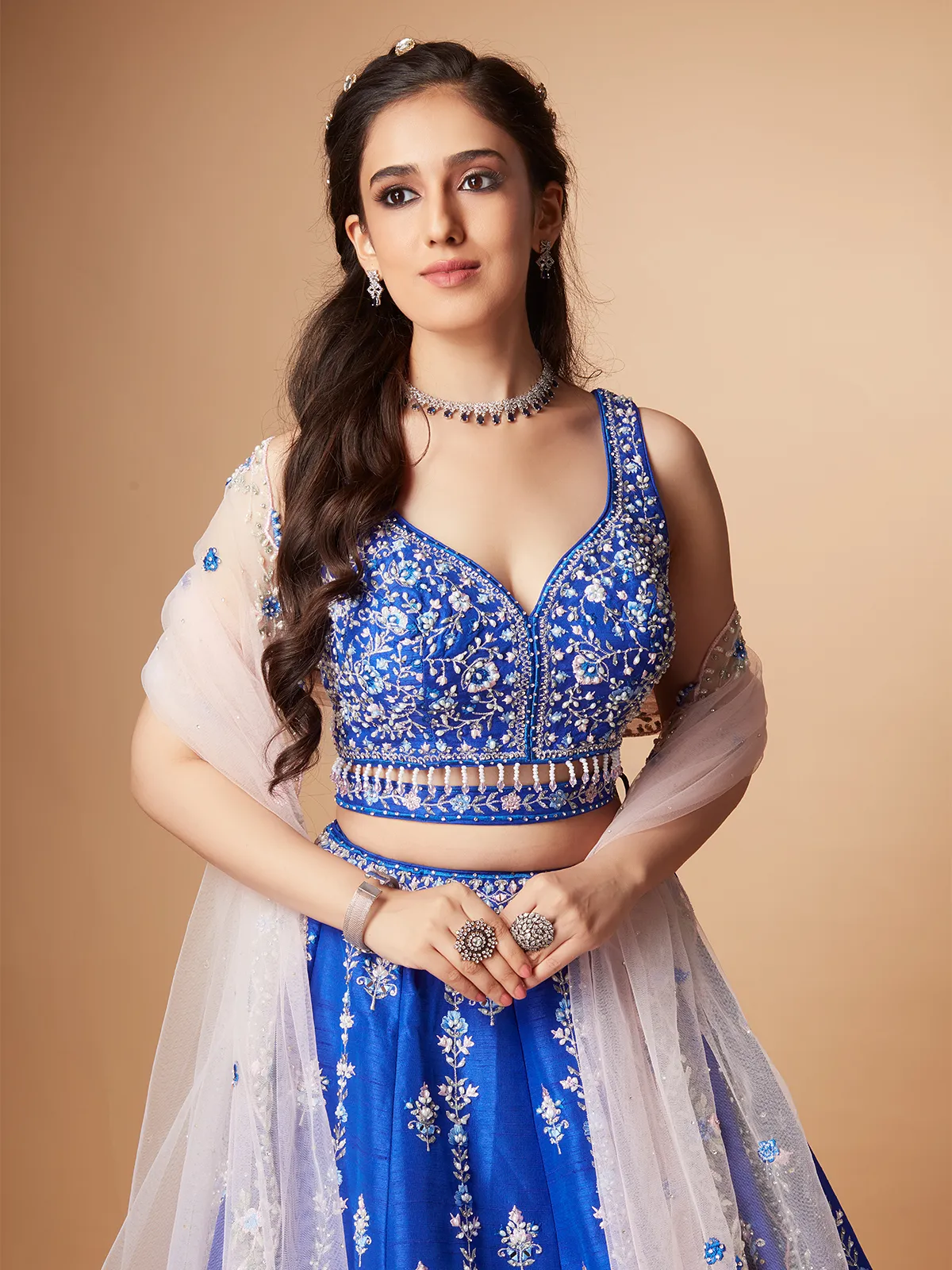 Elegant royal blue raw silk lehenga choli