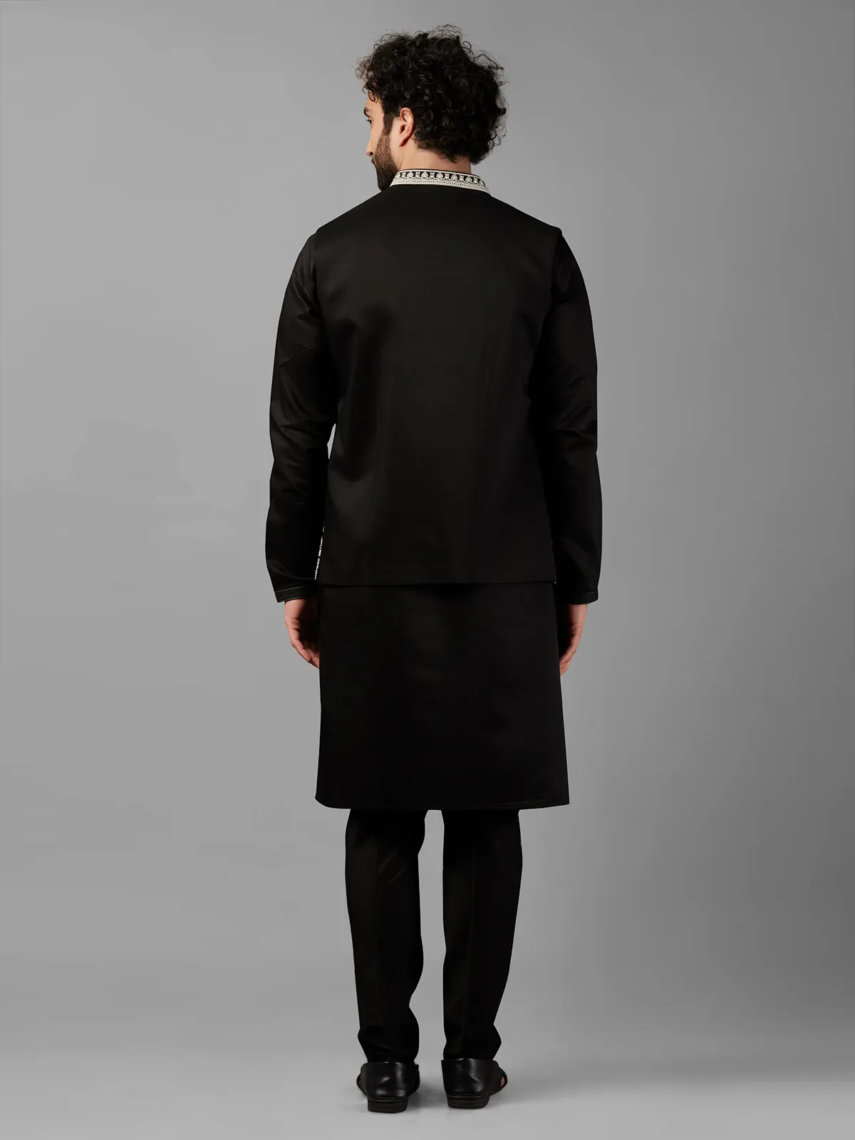 Elegant silk black waistcoat set
