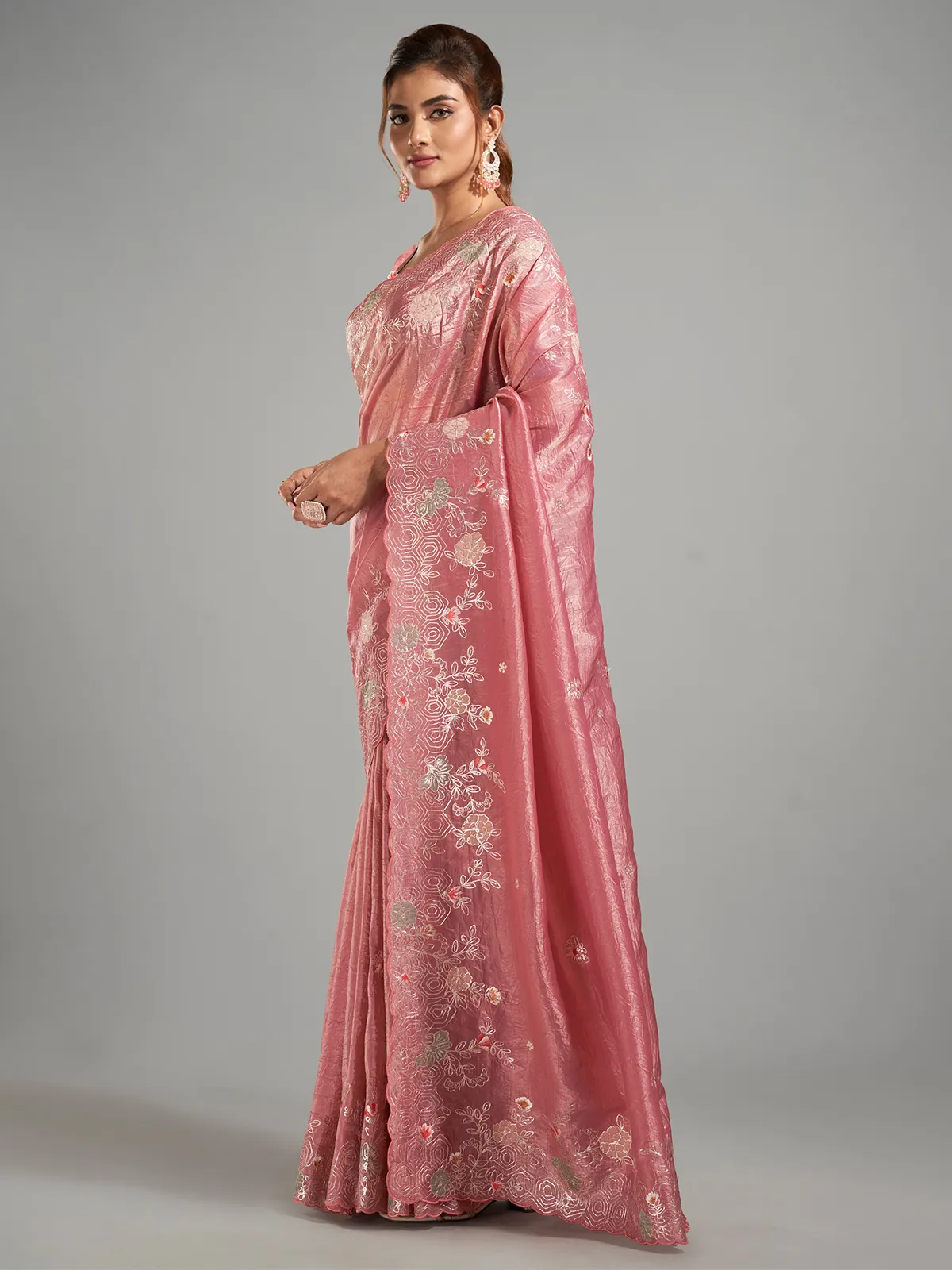 Elegant tissue silk Onion pink saree