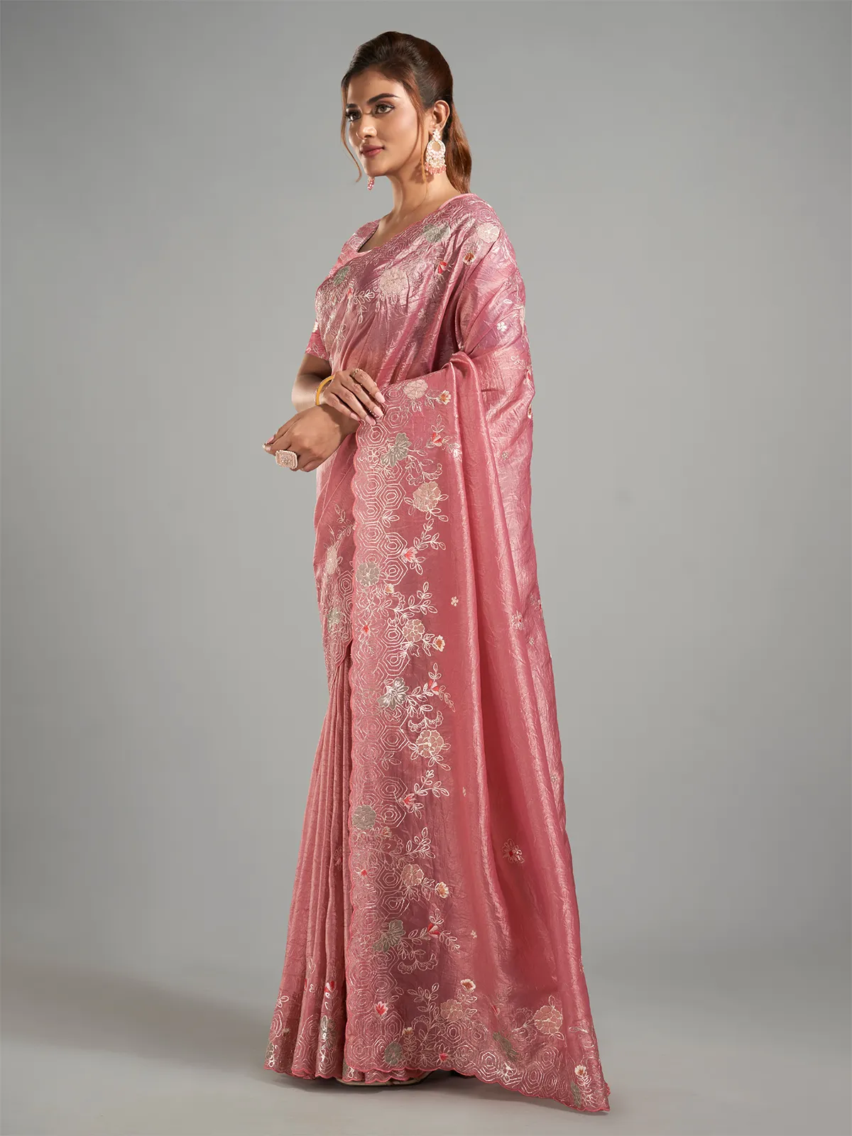 Elegant tissue silk Onion pink saree