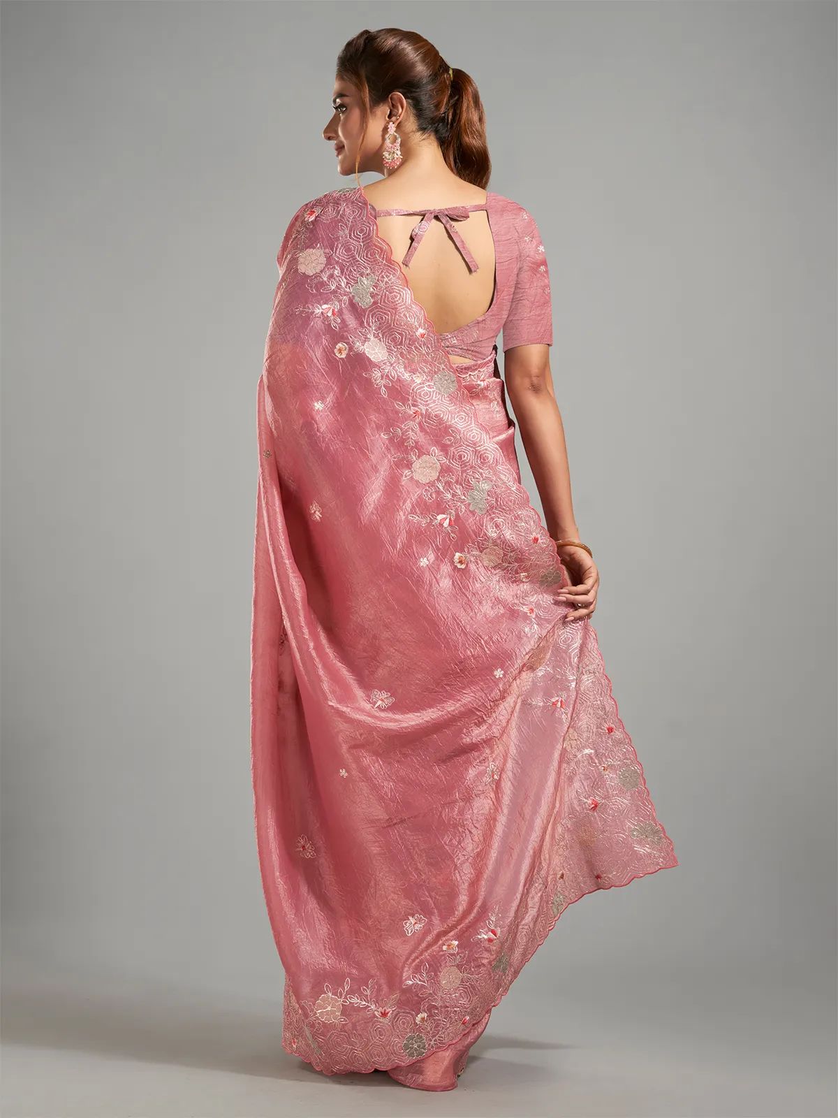 Elegant tissue silk Onion pink saree