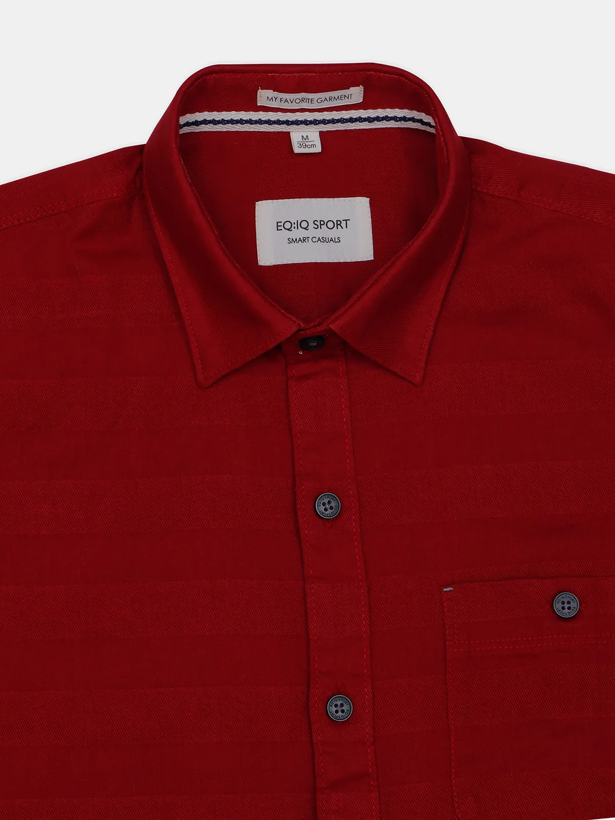 EQIQ solid red casual fit shirt for men