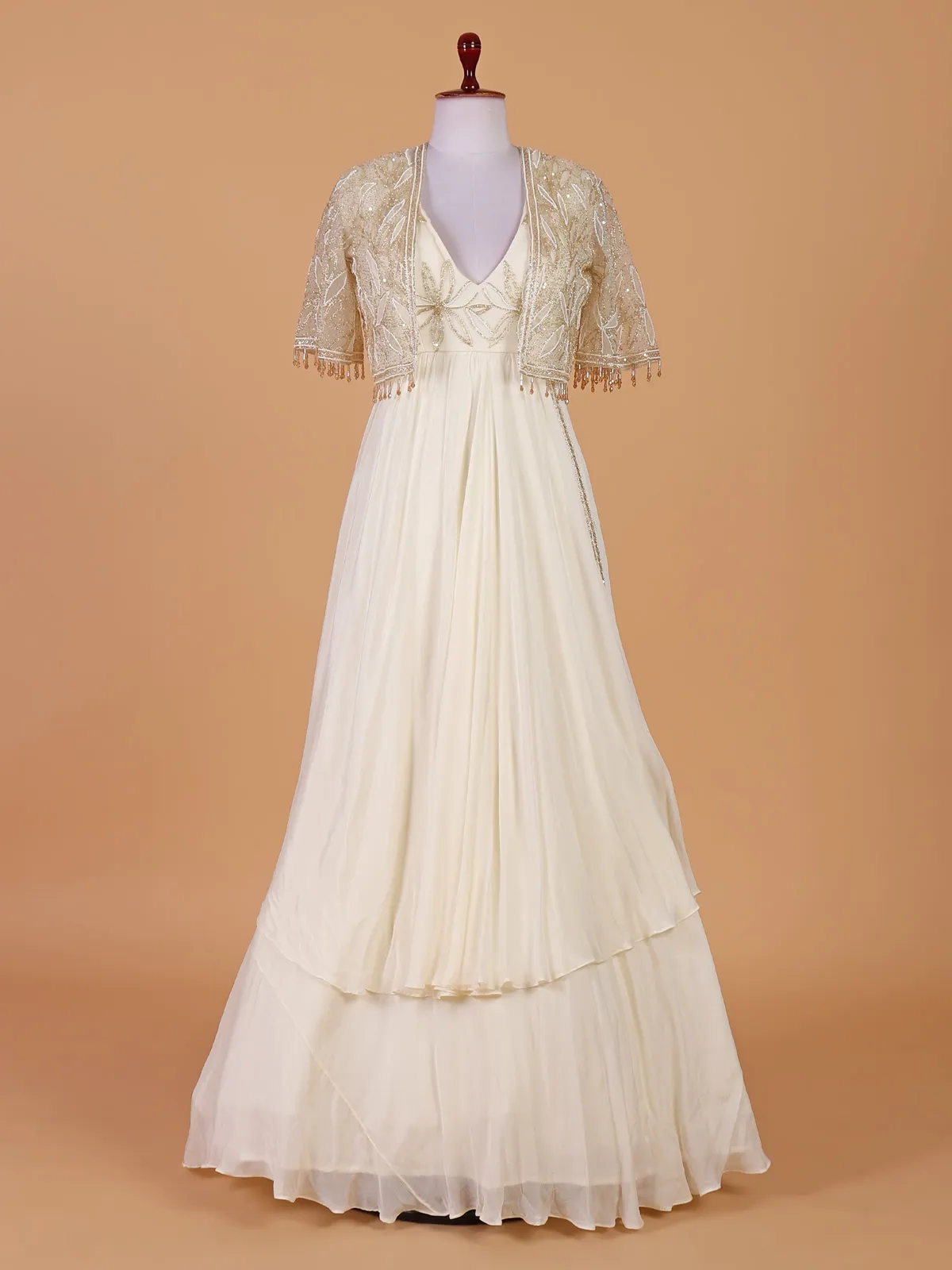 Fabulous cream floor length silk gown-G3-WGO2537 | United States Fabulous cream floor length silk gown-G3-WGO2537 | United States