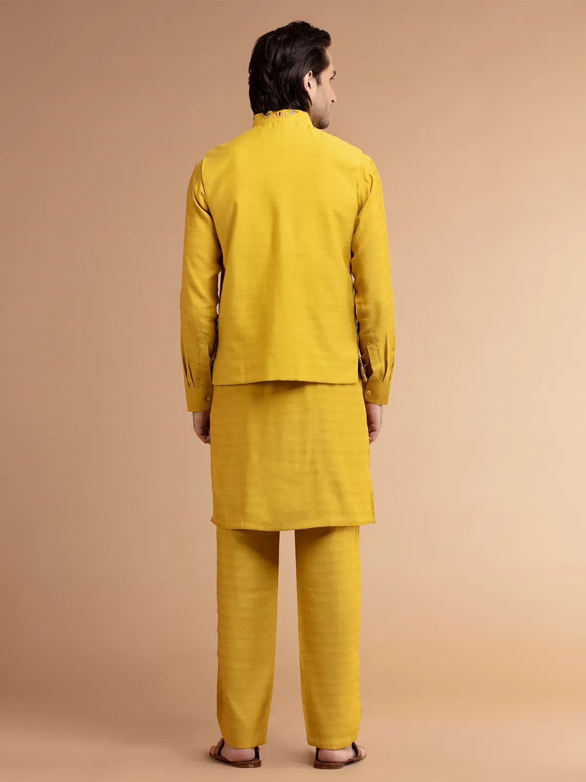 Fabulous mustard yellow silk waistcoat set