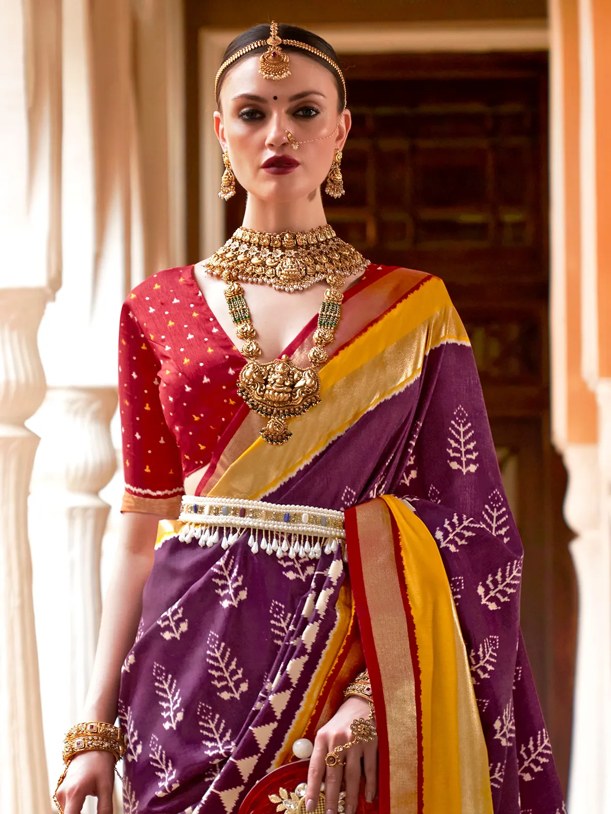 Fabulous purple silk patola printed saree