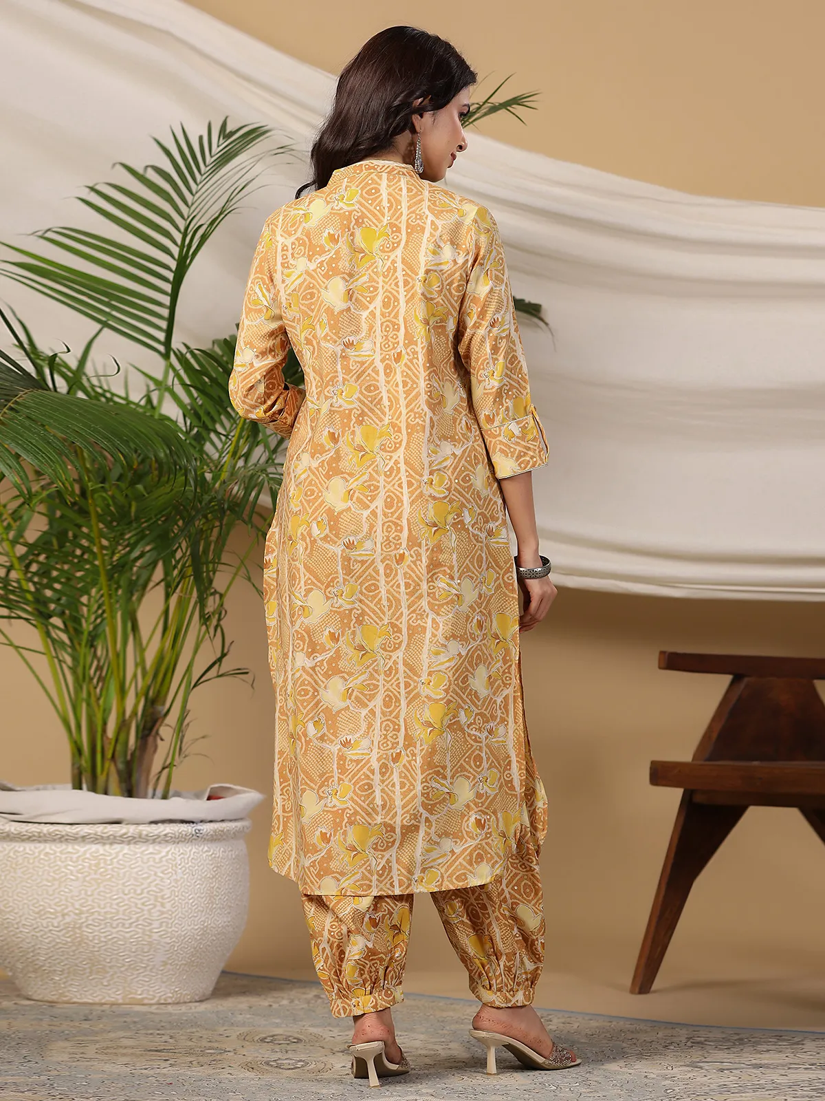 Fabulous yellow cotton kurti with salwar