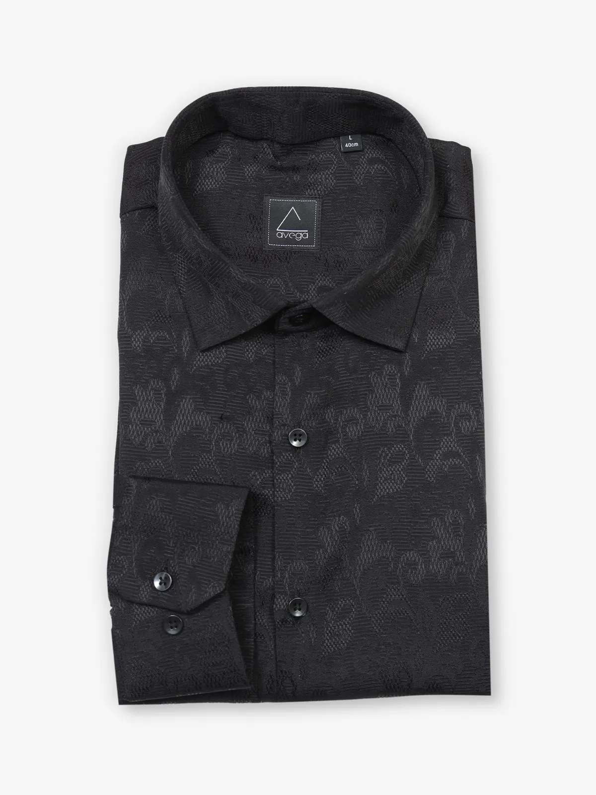 Fascinating black shirt in textured cotton